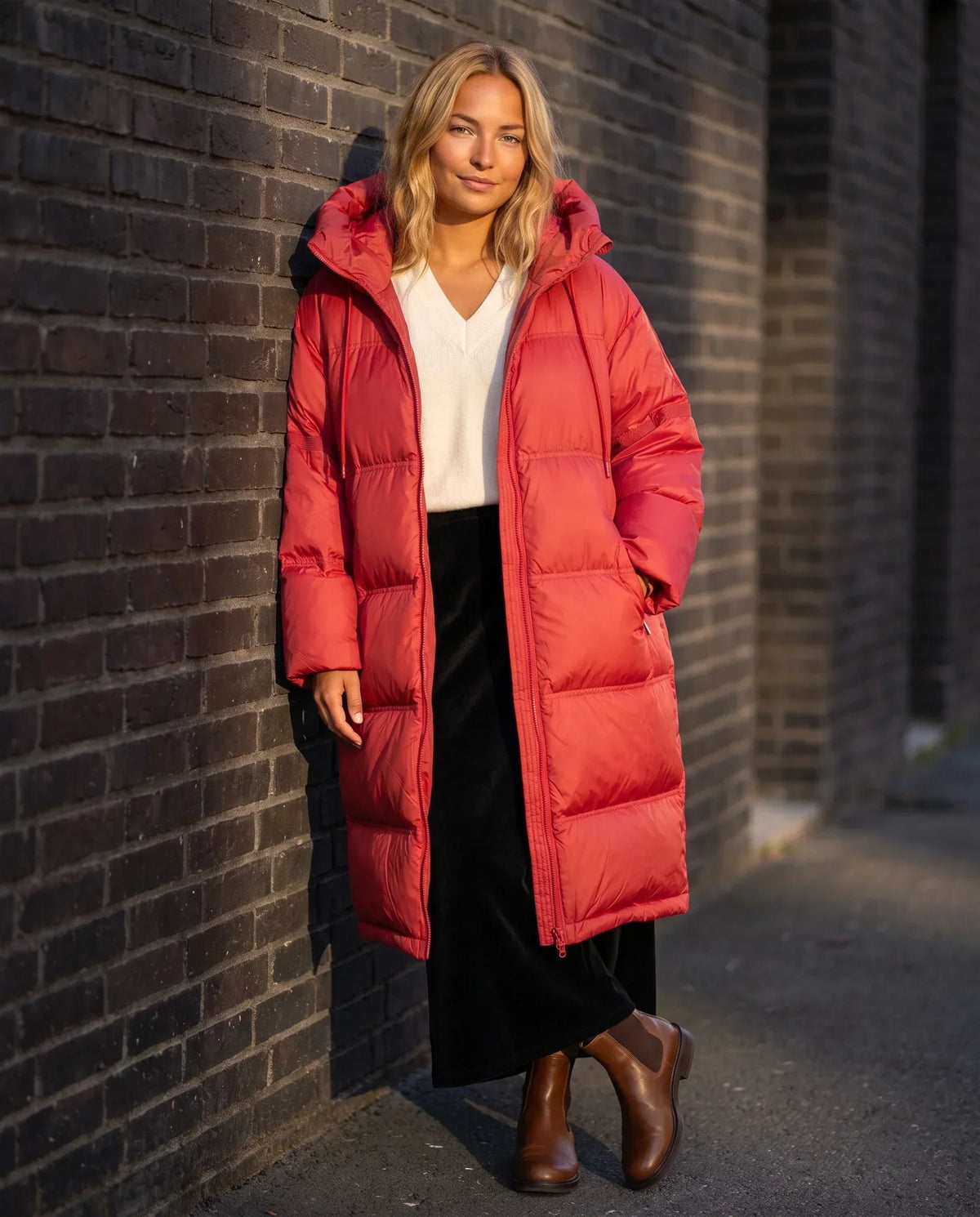 Extra-Long Cocoon Hooded Puffer Jacket