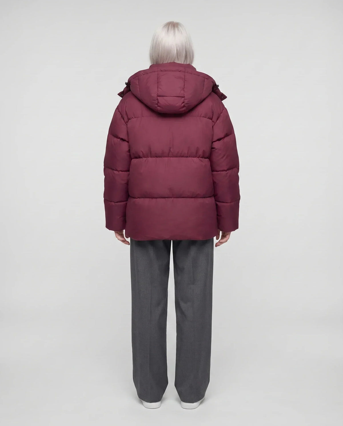 Oversized Puffer Jacket with High Collar and Detachable Hood