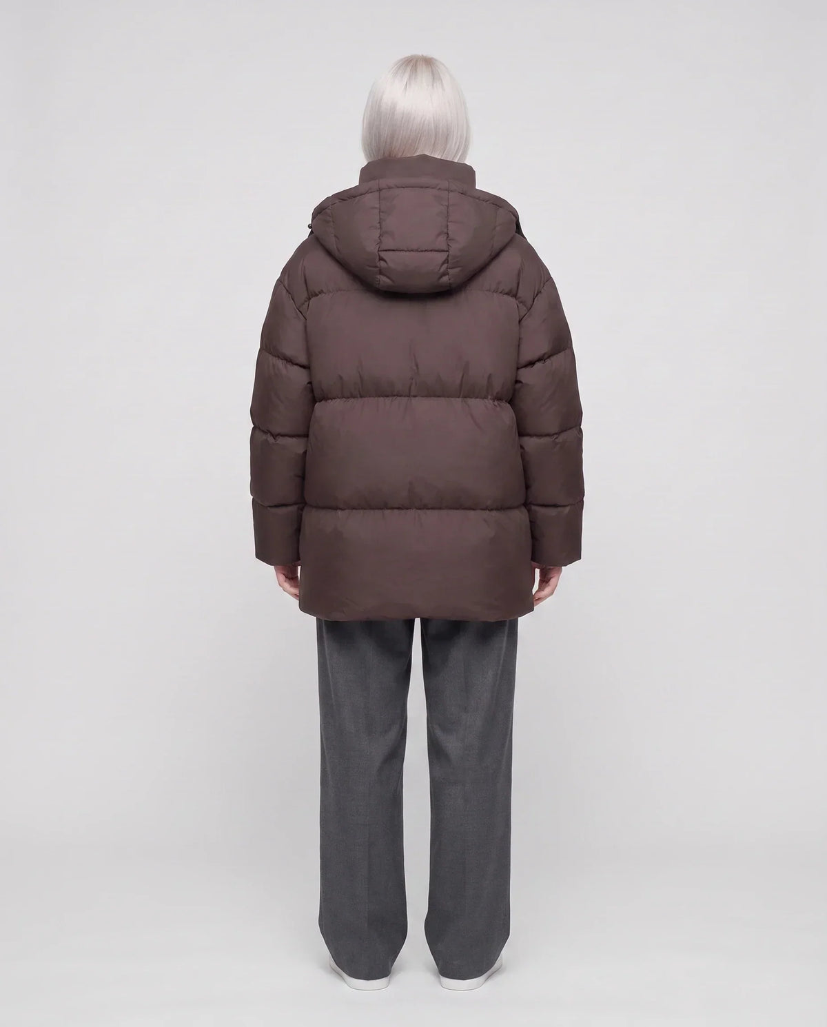 Oversized Puffer Jacket with High Collar and Detachable Hood
