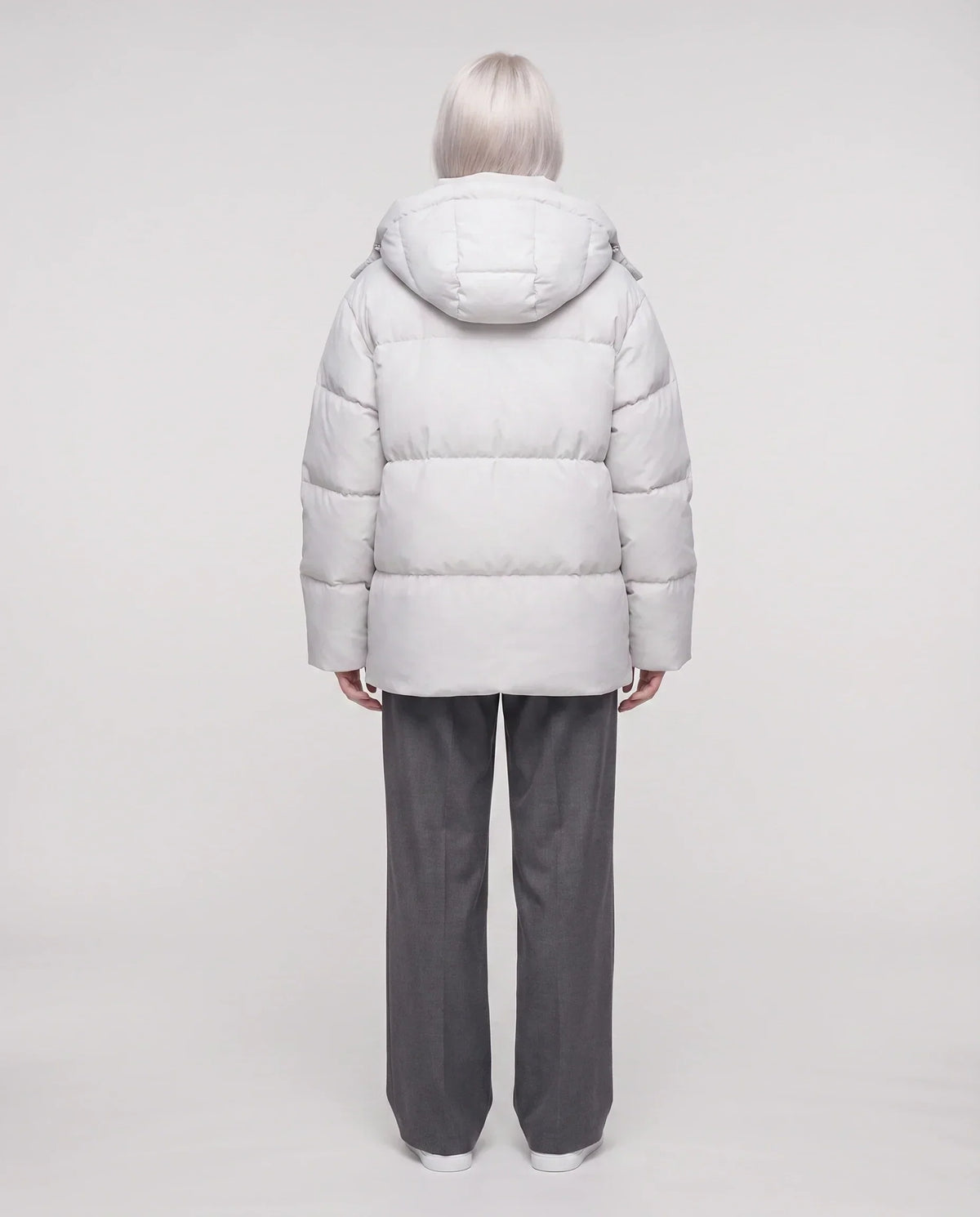 Oversized Puffer Jacket with High Collar and Detachable Hood