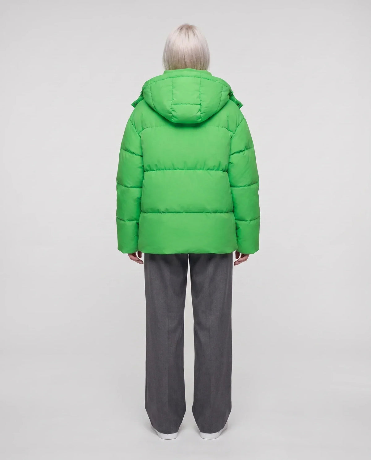 Oversized Puffer Jacket with High Collar and Detachable Hood