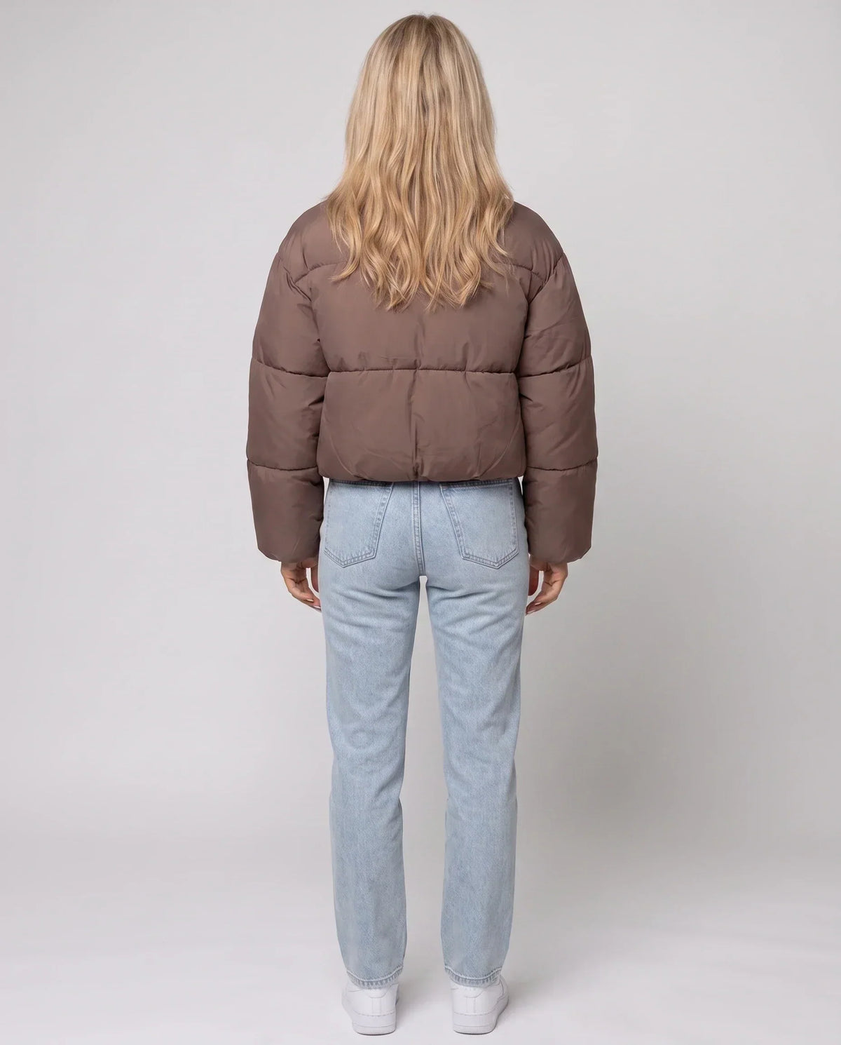 Short Quilted Jacket with Zipped Funnel Collar