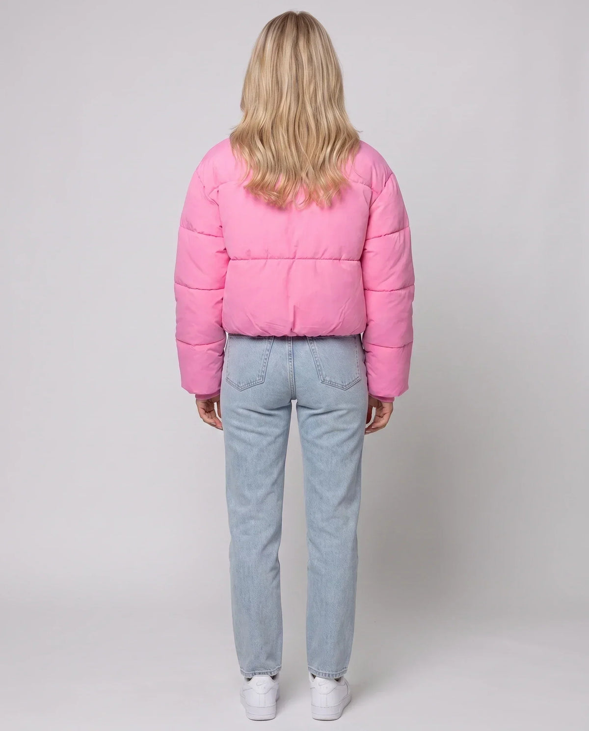 Short Quilted Jacket with Zipped Funnel Collar