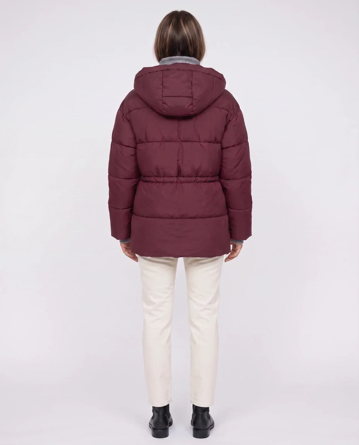 Oversized Hooded Puffer Jacket with Drawcord Waist