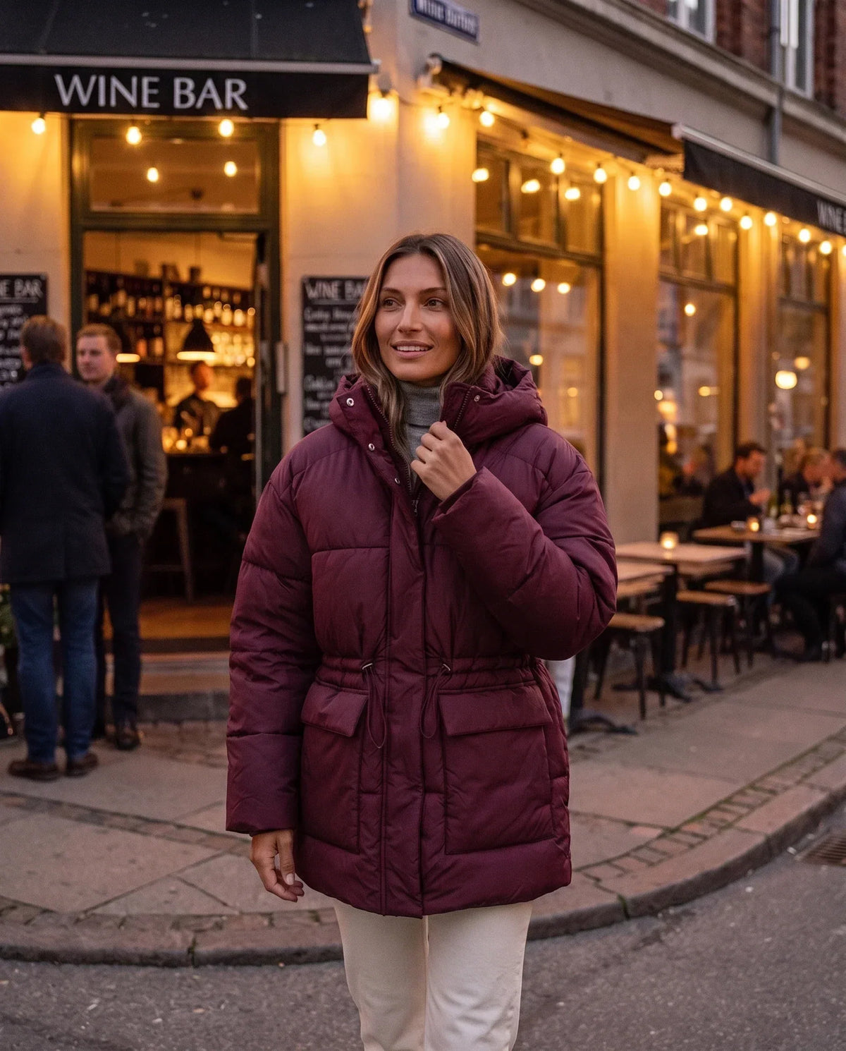 Oversized Hooded Puffer Jacket with Drawcord Waist