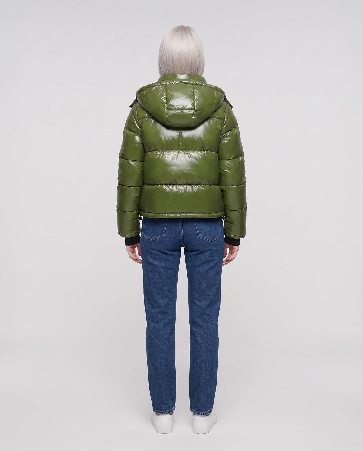 Short Shiny Hooded Puffer Jacket