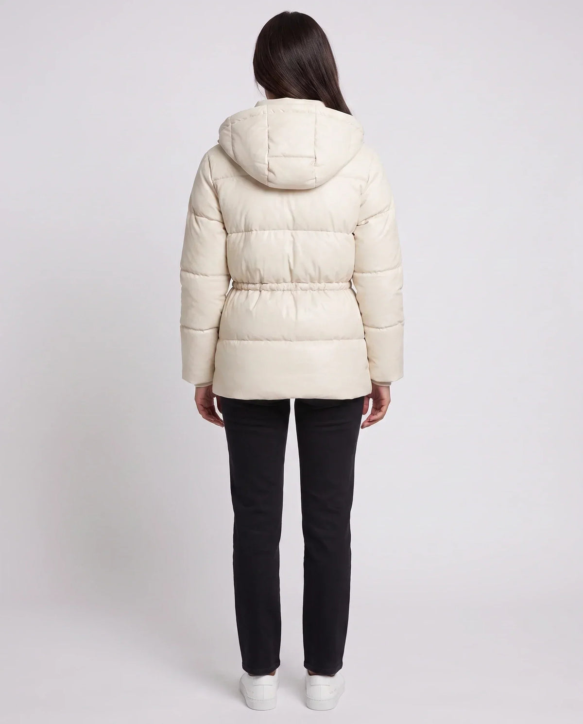 Short Puffer Jacket with Hood and Elasticated Waist