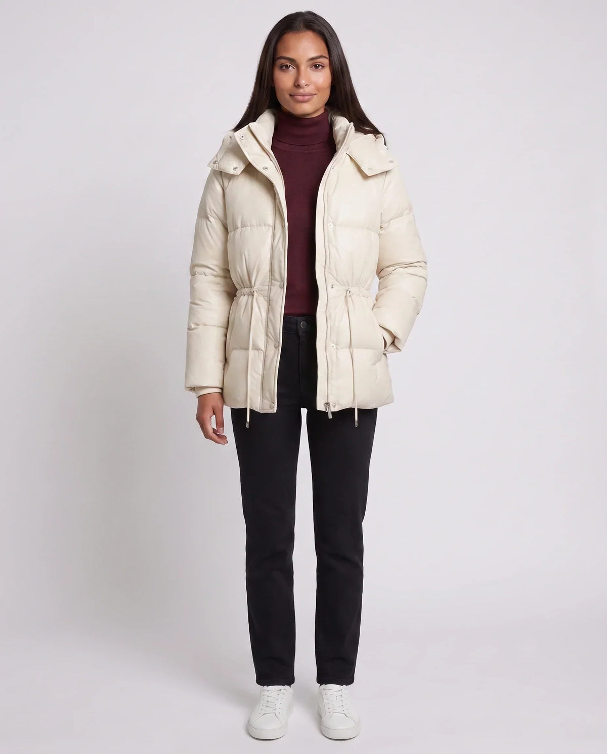 Short Puffer Jacket with Hood and Elasticated Waist