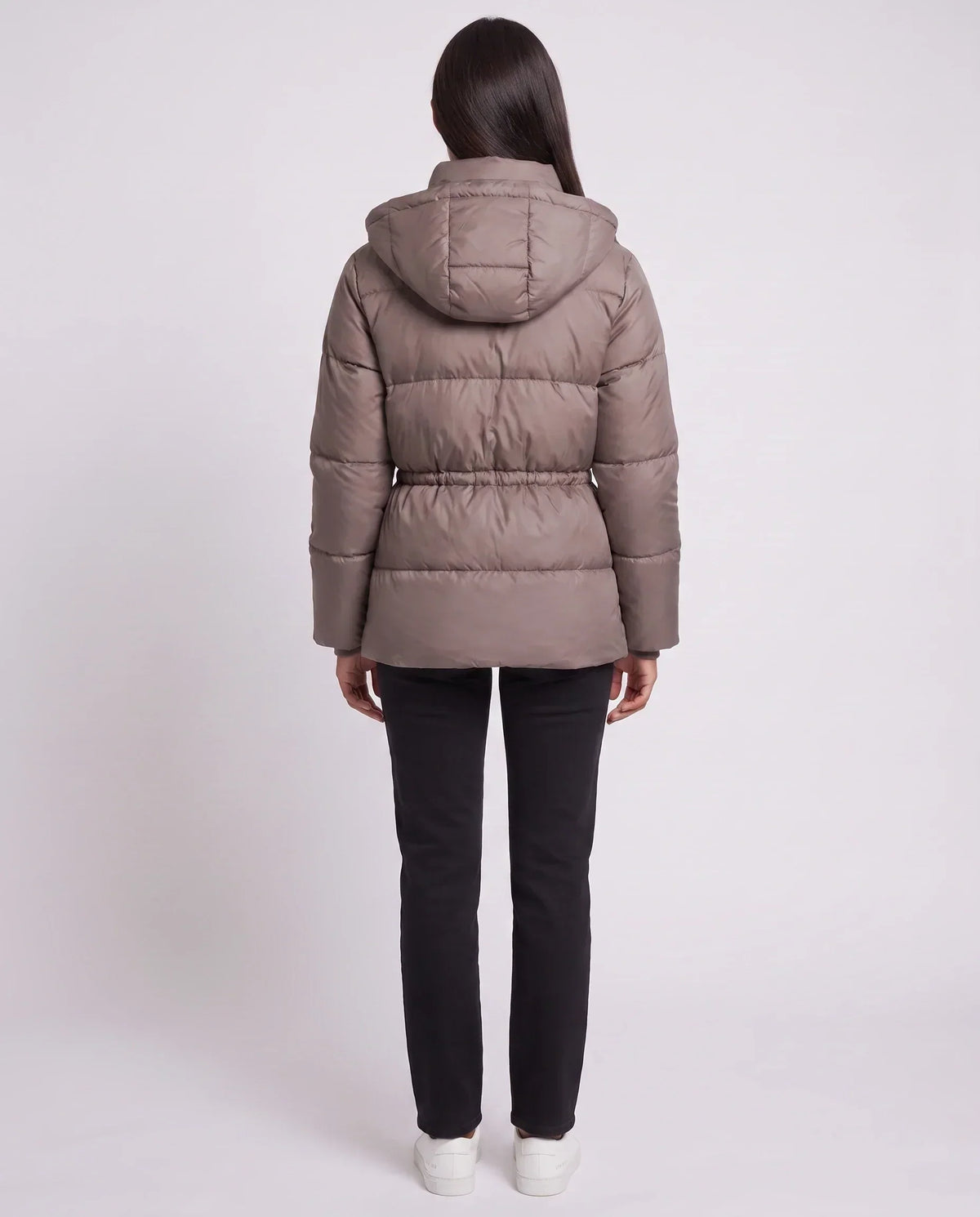 Short Puffer Jacket with Hood and Elasticated Waist