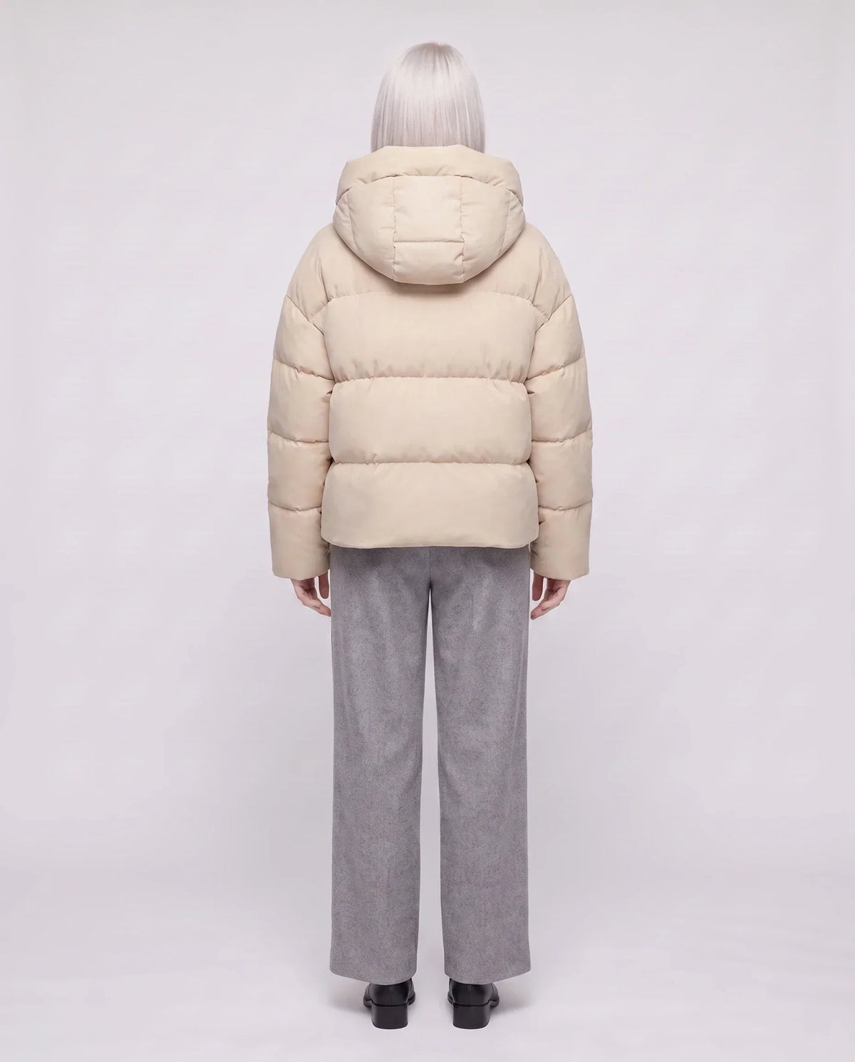 Cropped Velvet Hooded Puffer Jacket
