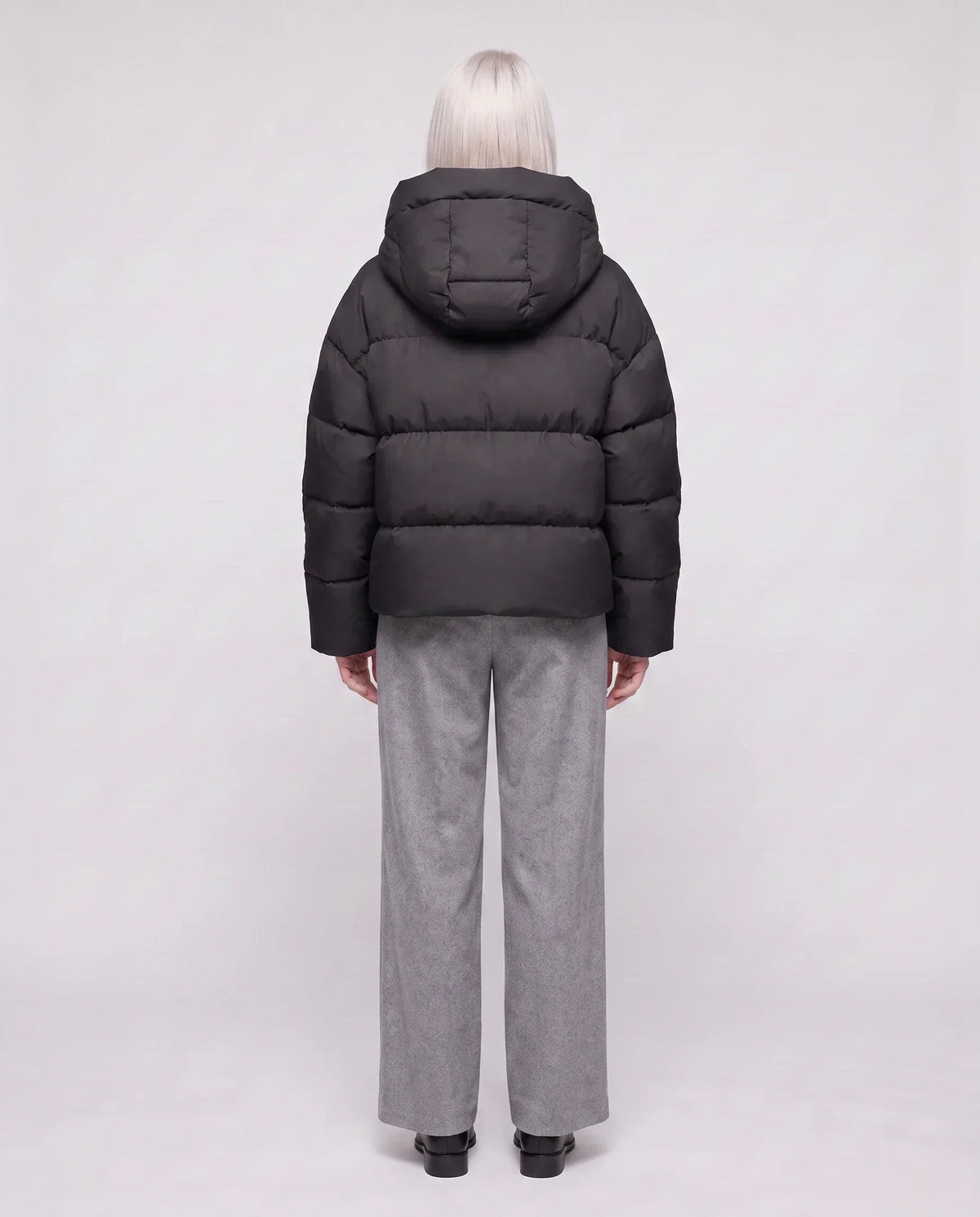 Cropped Velvet Hooded Puffer Jacket