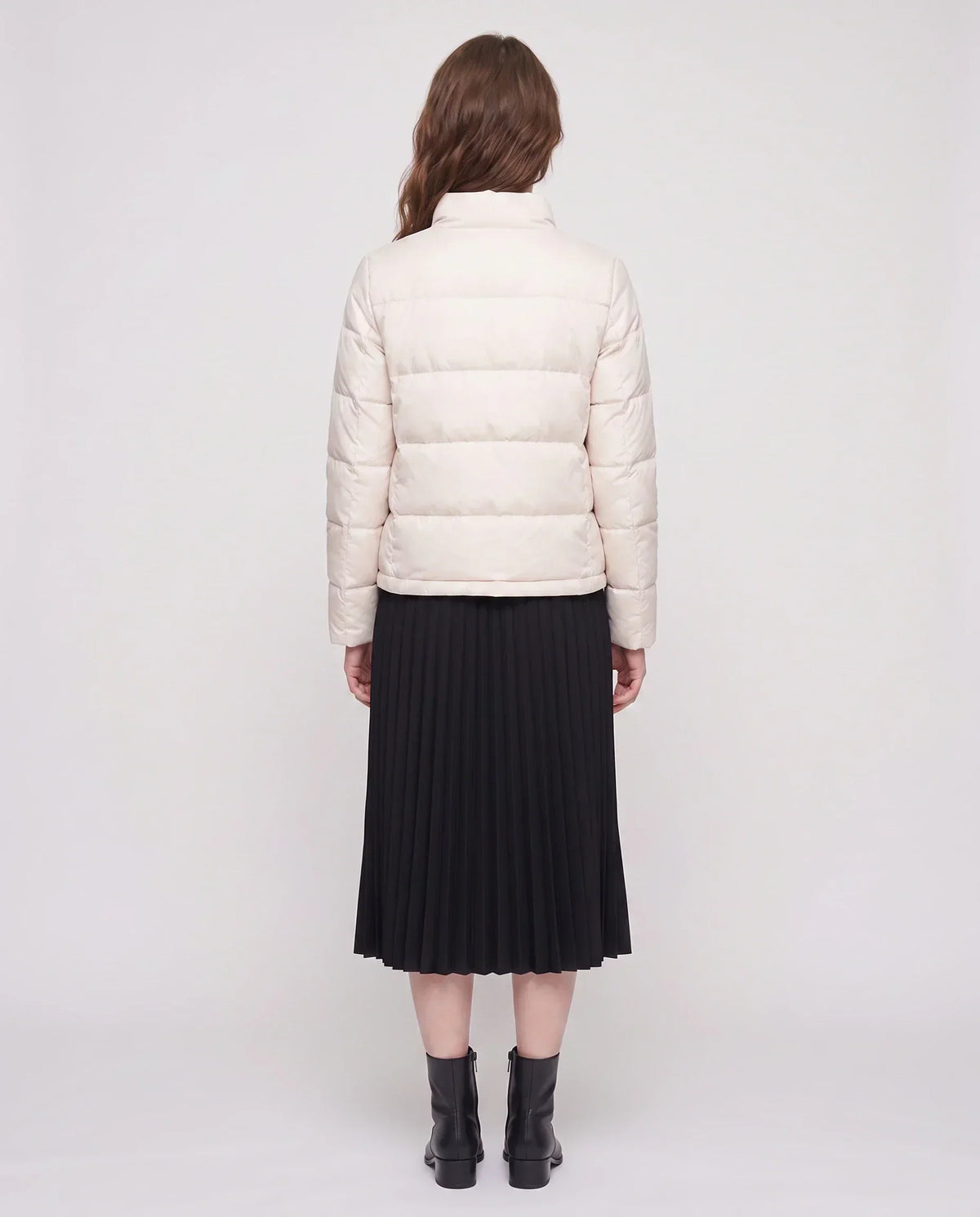 Short Lightweight Puffer Jacket with Brass Poppers