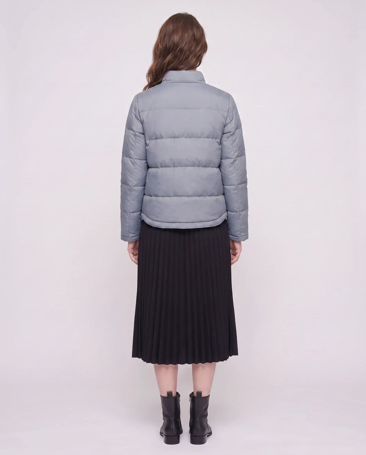 Short Lightweight Puffer Jacket with Brass Poppers