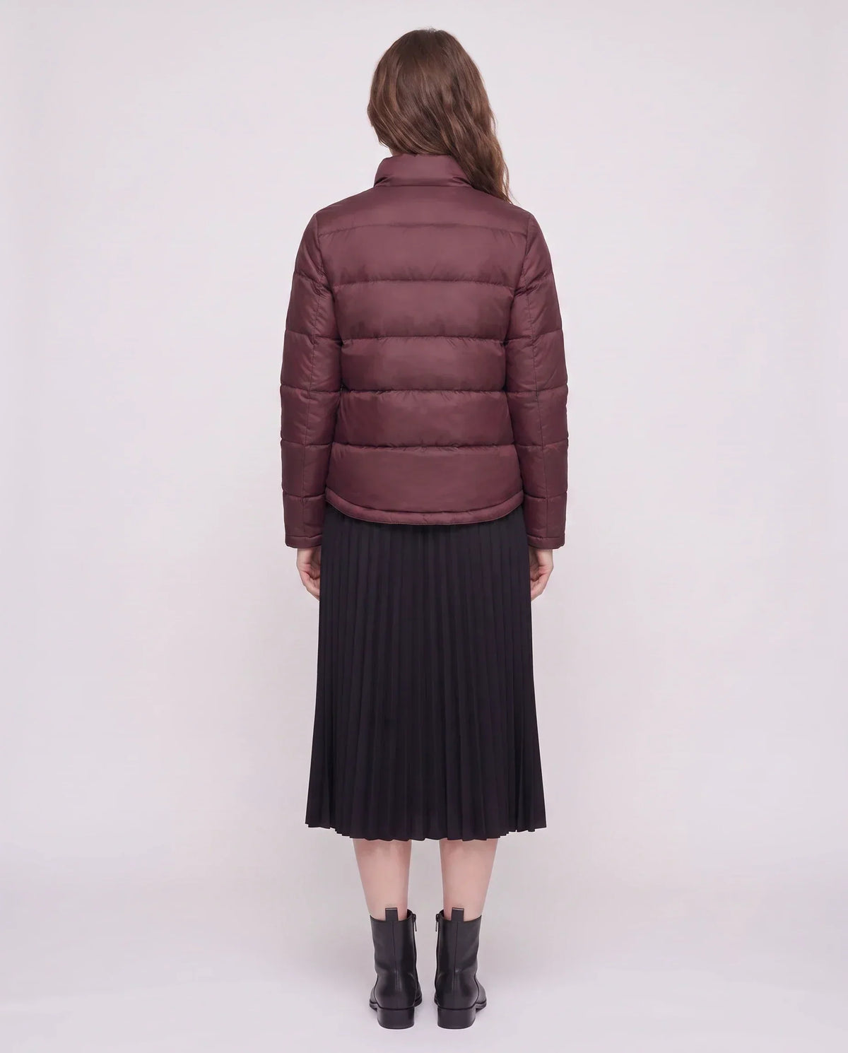 Short Lightweight Puffer Jacket with Brass Poppers
