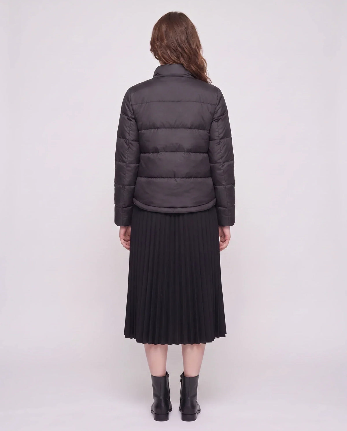 Short Lightweight Puffer Jacket with Brass Poppers