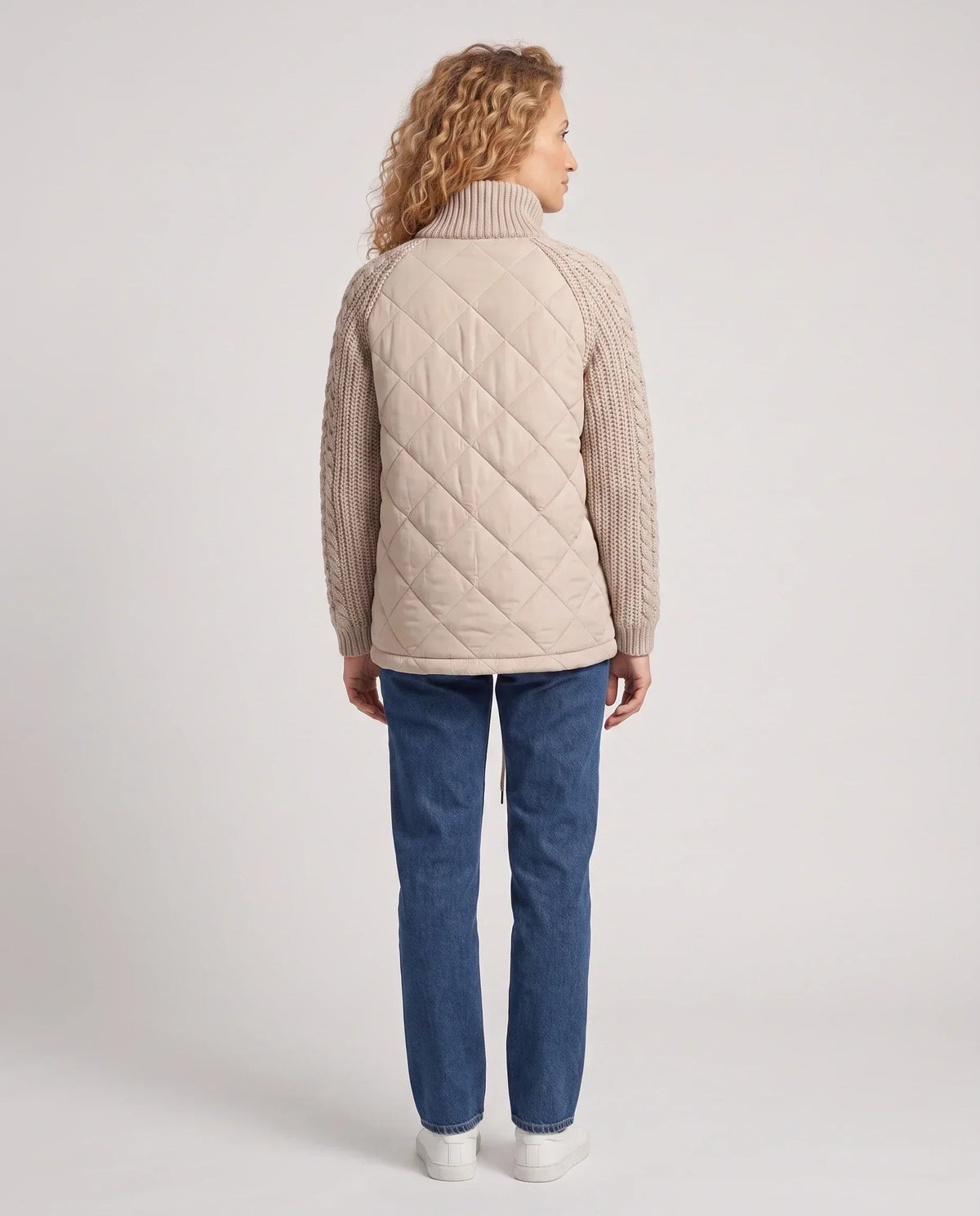 Short Quilted Jacket with Knitted Sleeves