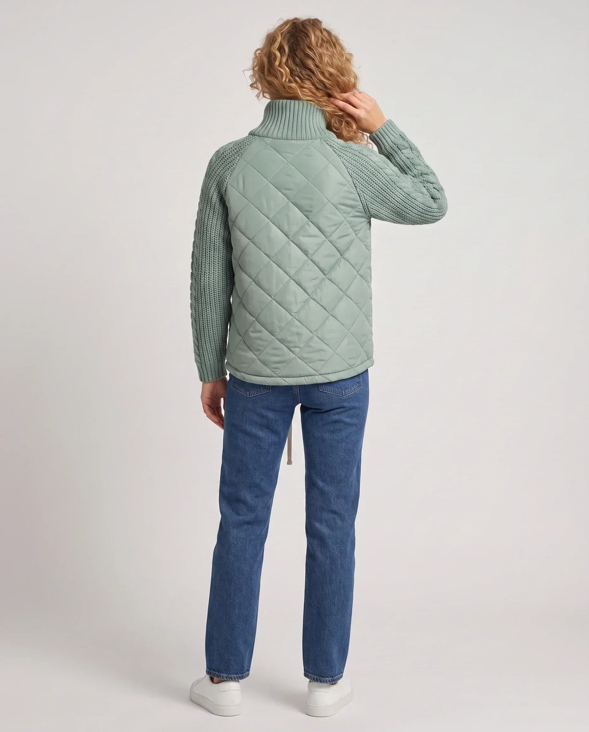 Short Quilted Jacket with Knitted Sleeves