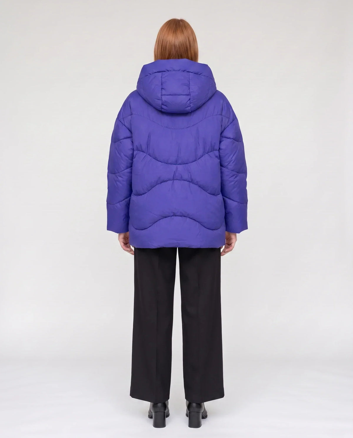 Short Oversized Hooded Puffer Jacket with Frog Fastenings