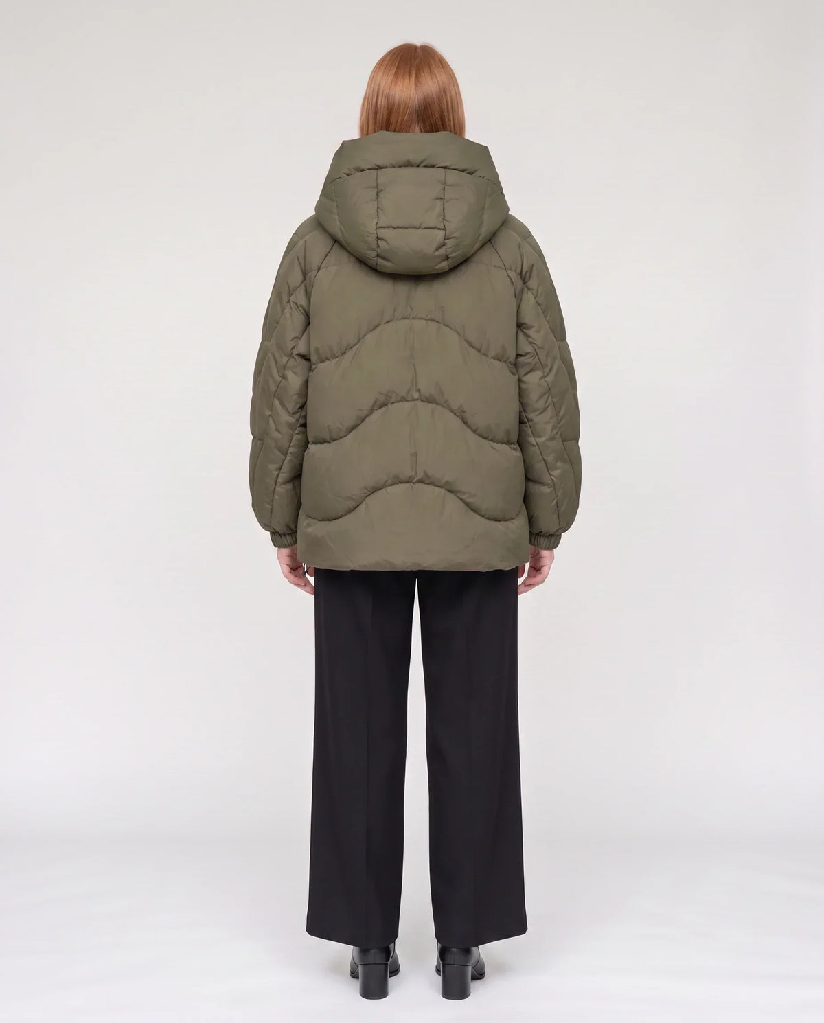 Short Oversized Hooded Puffer Jacket with Frog Fastenings