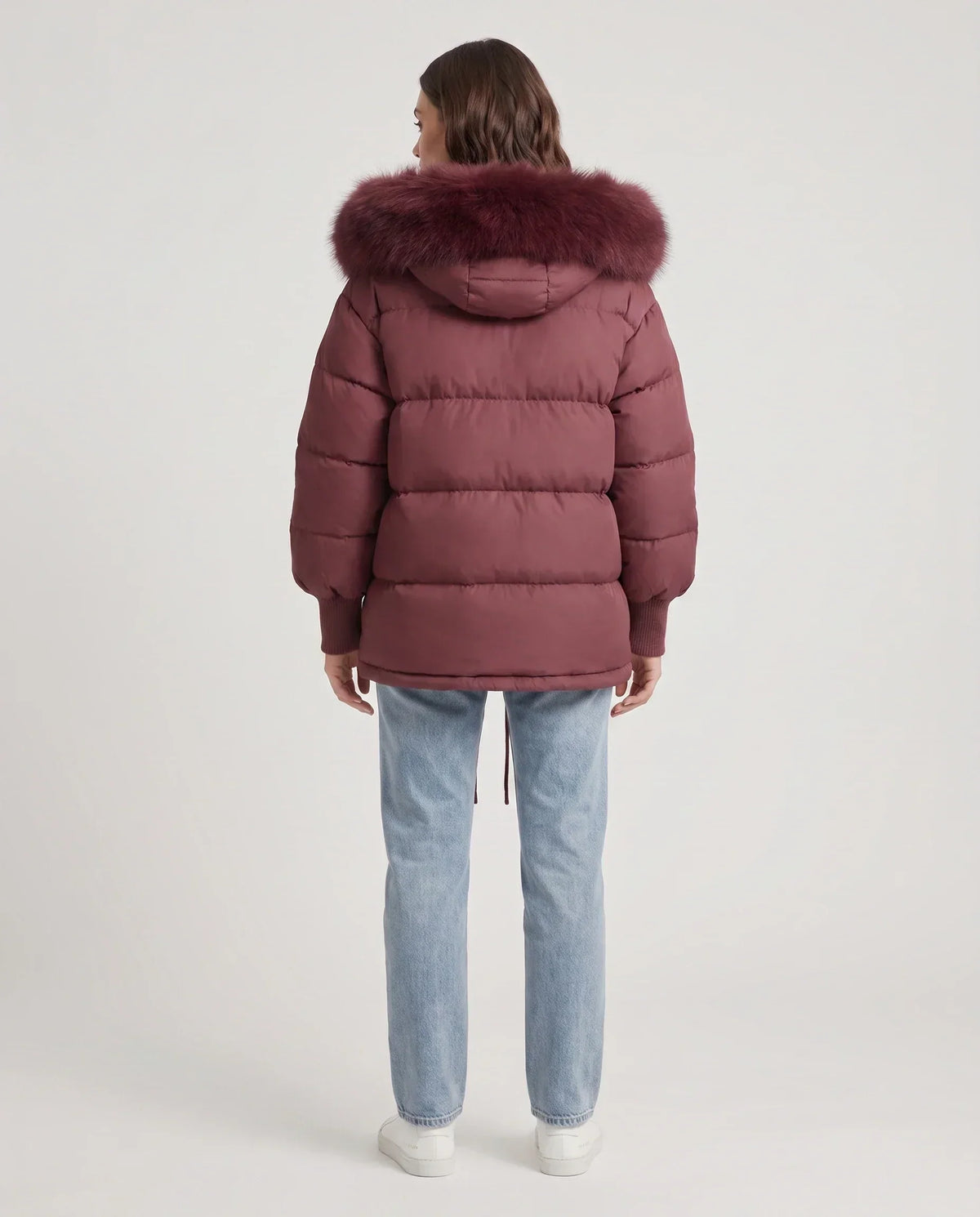 Short Oversized Puffer Jacket with Faux Fur Hood