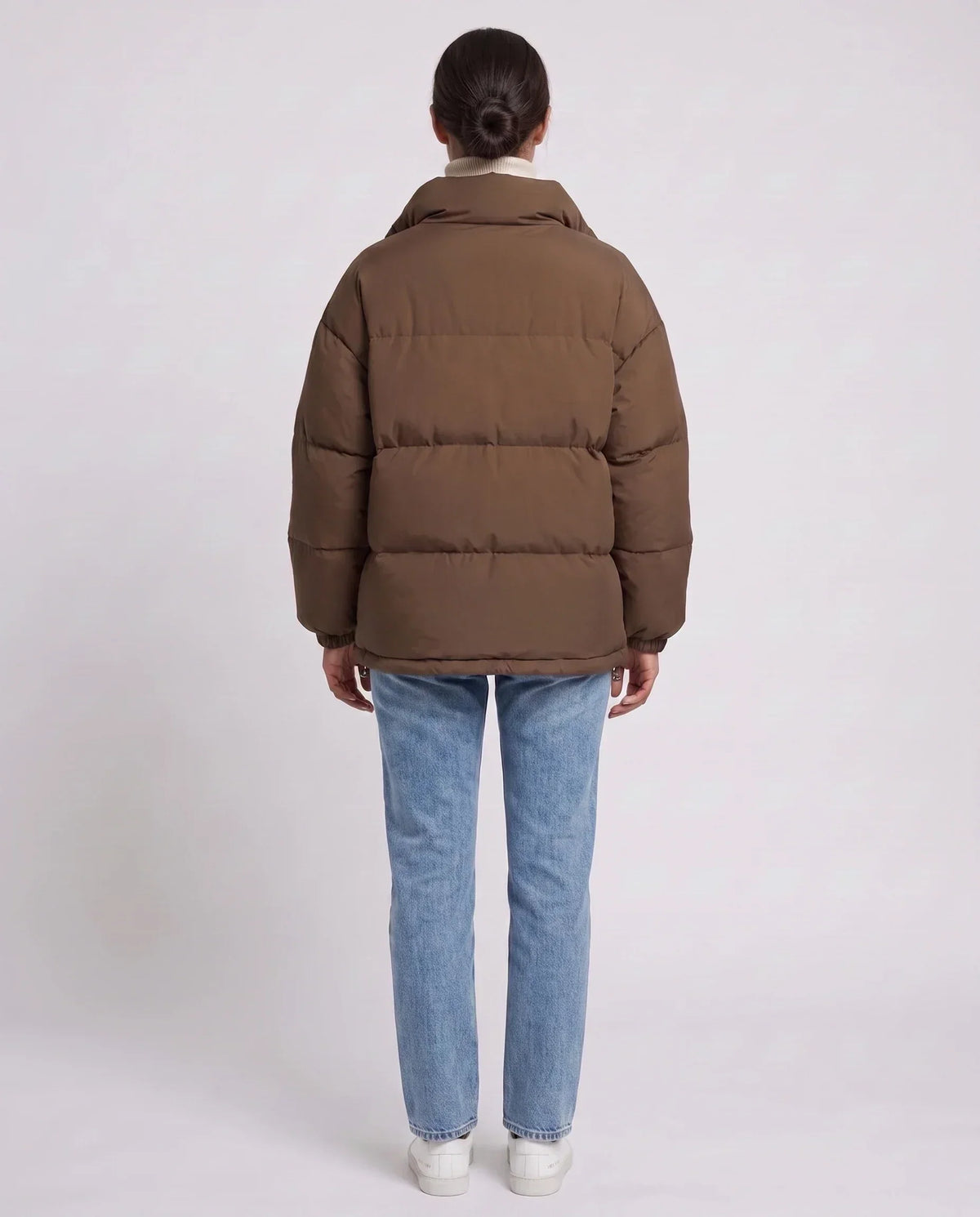 Short Oversized Puffer Jacket with Contrast Zip