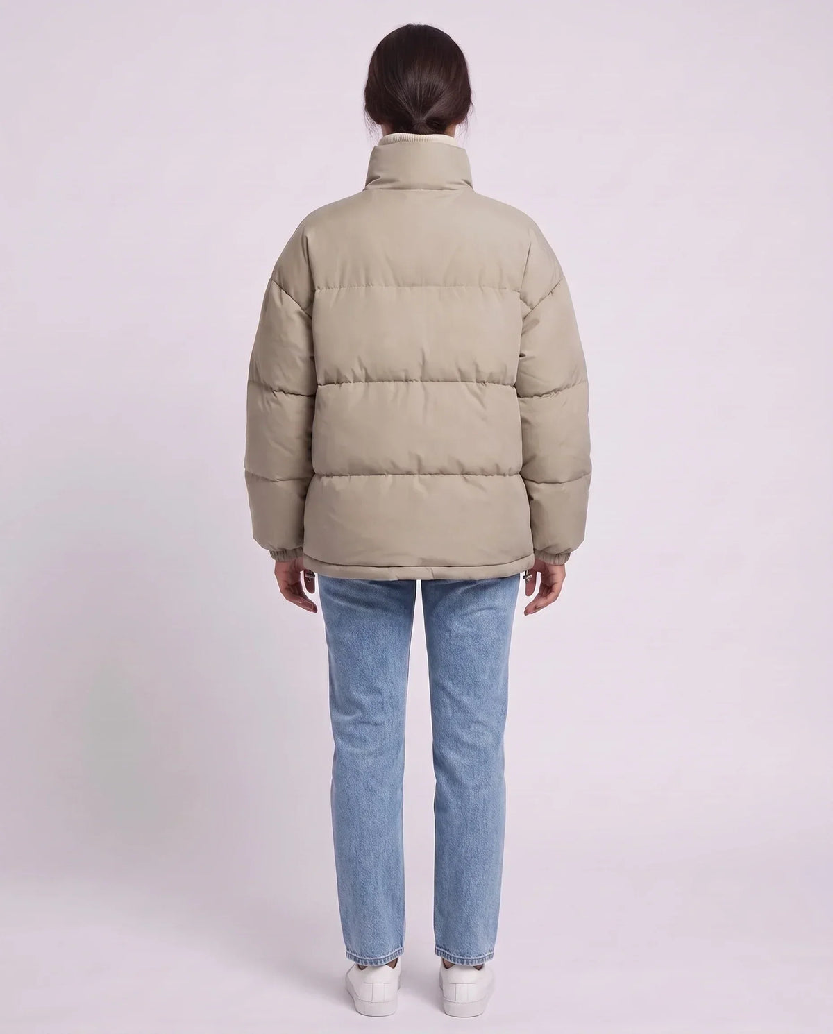 Short Oversized Puffer Jacket with Contrast Zip