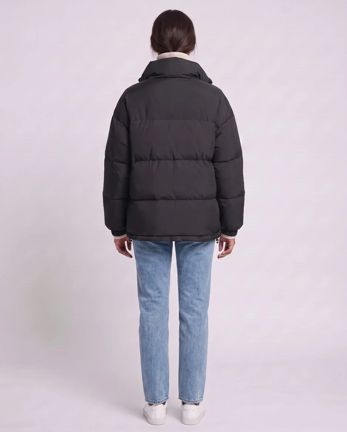 Short Oversized Puffer Jacket with Contrast Zip