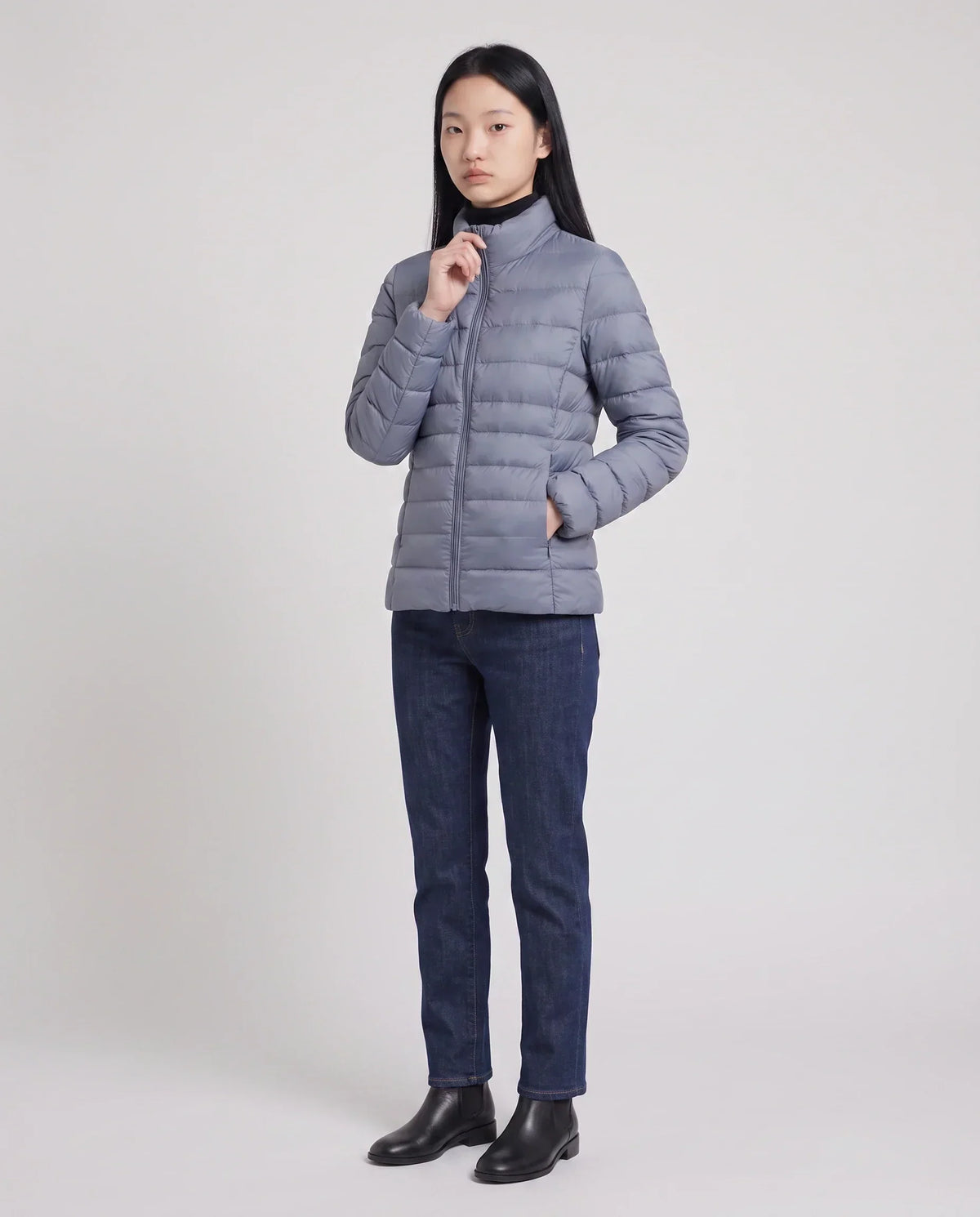Short Ultra-Lightweight Puffer Jacket with Funnel Collar
