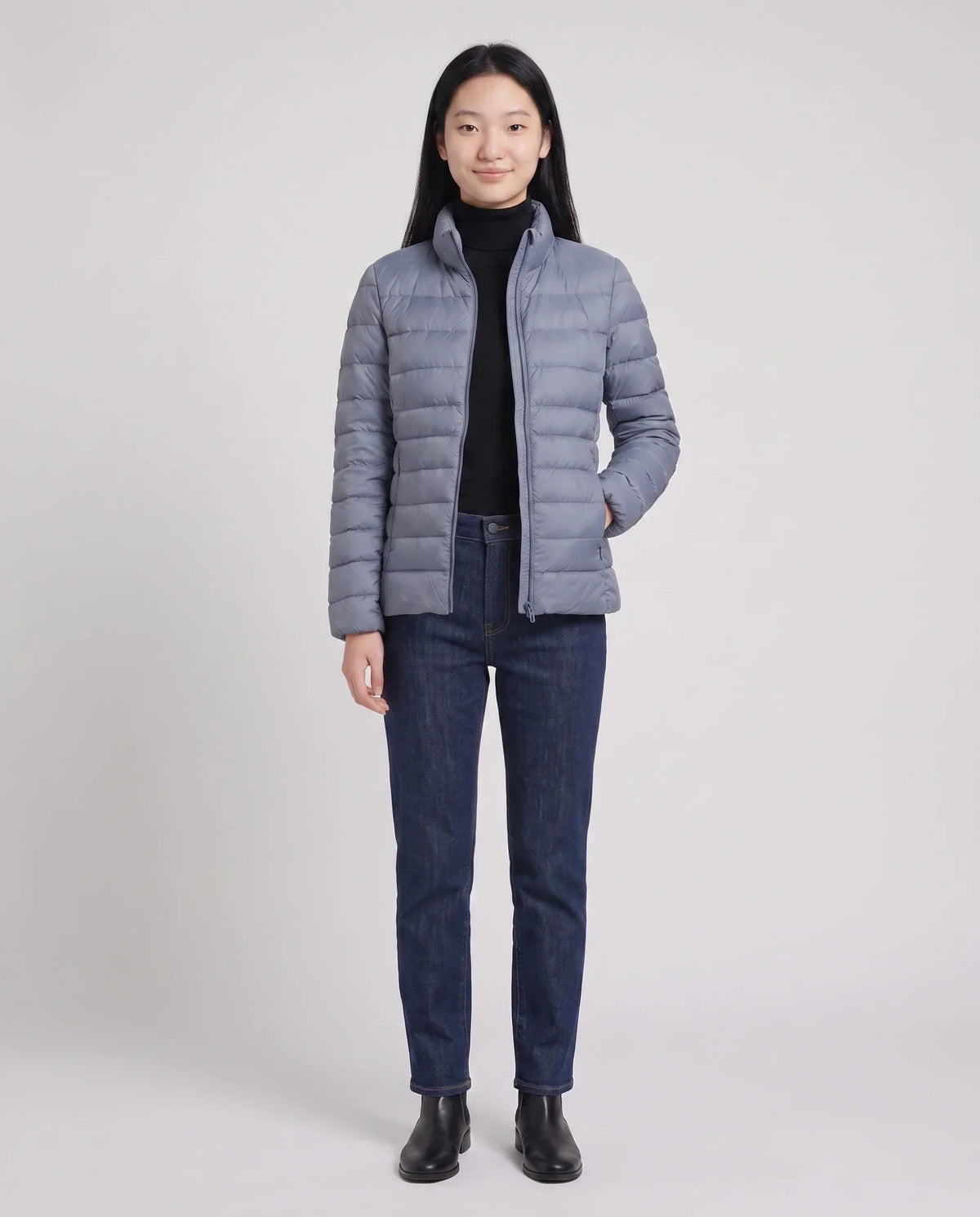 Short Ultra-Lightweight Puffer Jacket with Funnel Collar