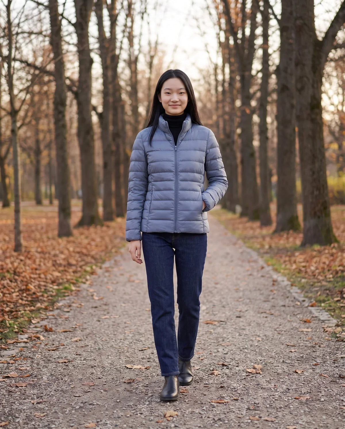 Short Ultra-Lightweight Puffer Jacket with Funnel Collar