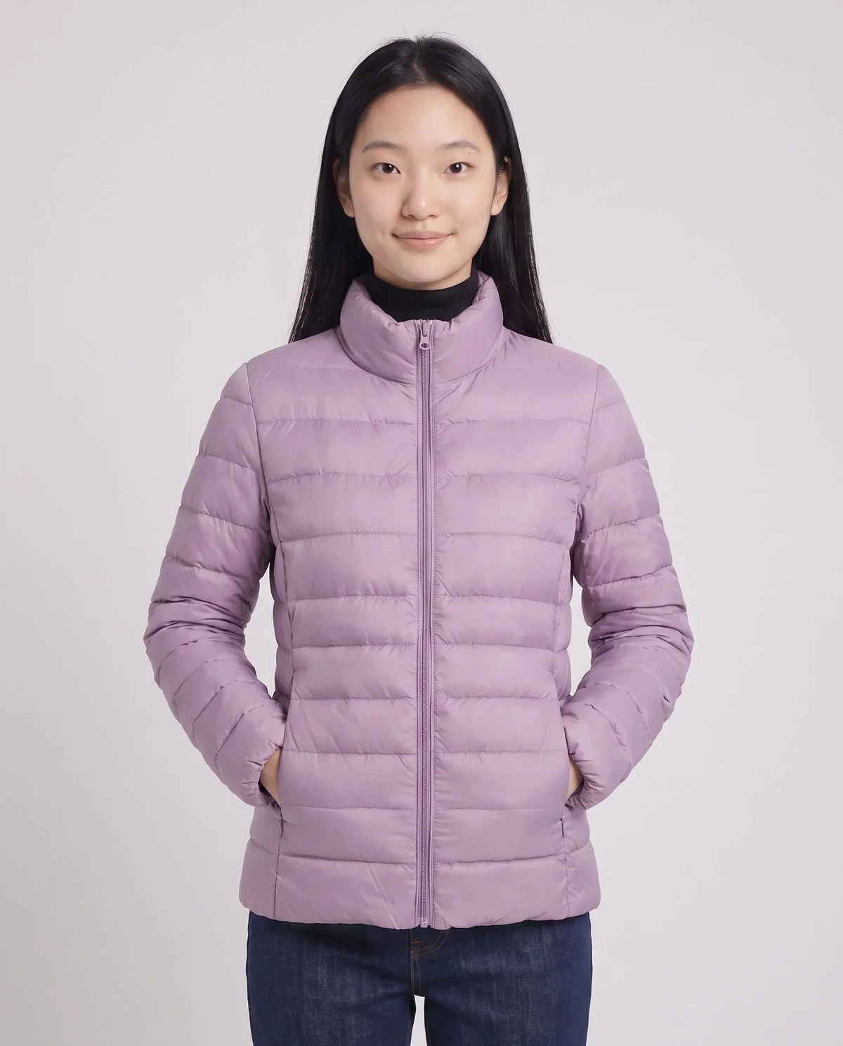 Short Ultra-Lightweight Puffer Jacket with Funnel Collar