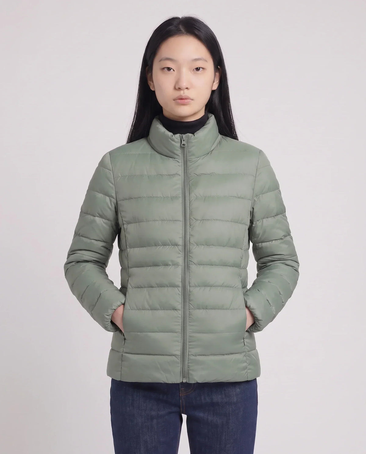 Short Ultra-Lightweight Puffer Jacket with Funnel Collar