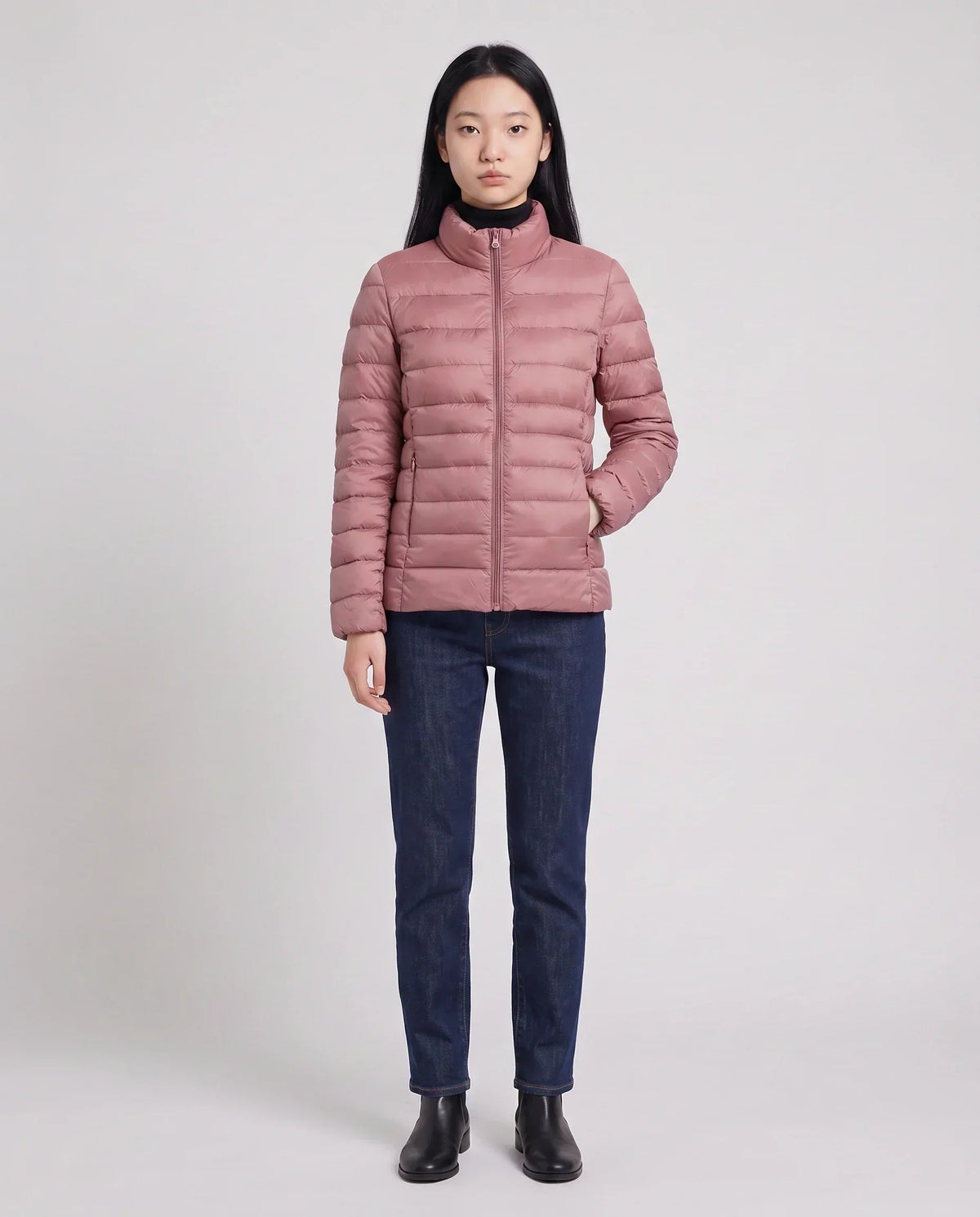 Short Ultra-Lightweight Puffer Jacket with Funnel Collar