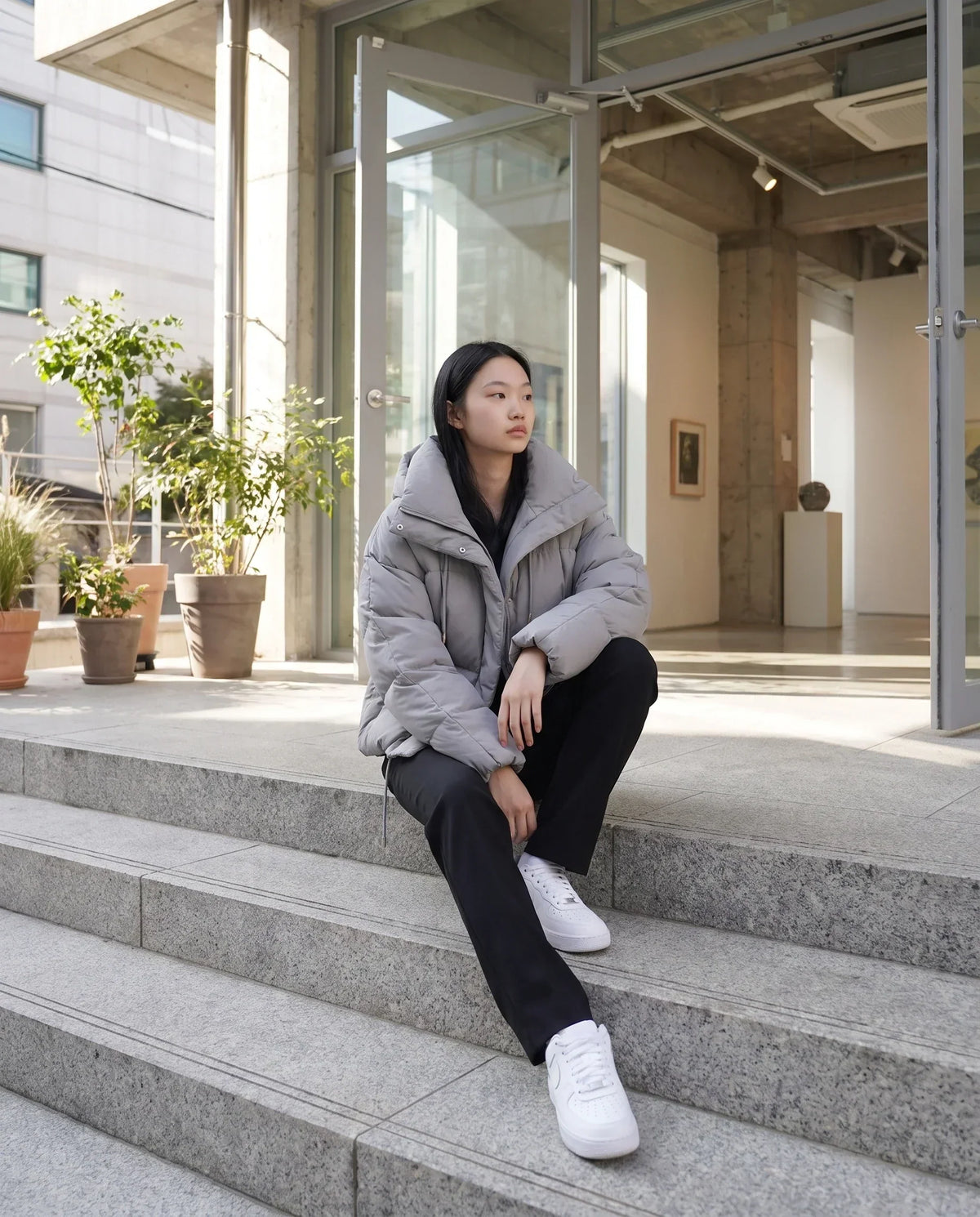 Cropped Hooded Puffer Jacket