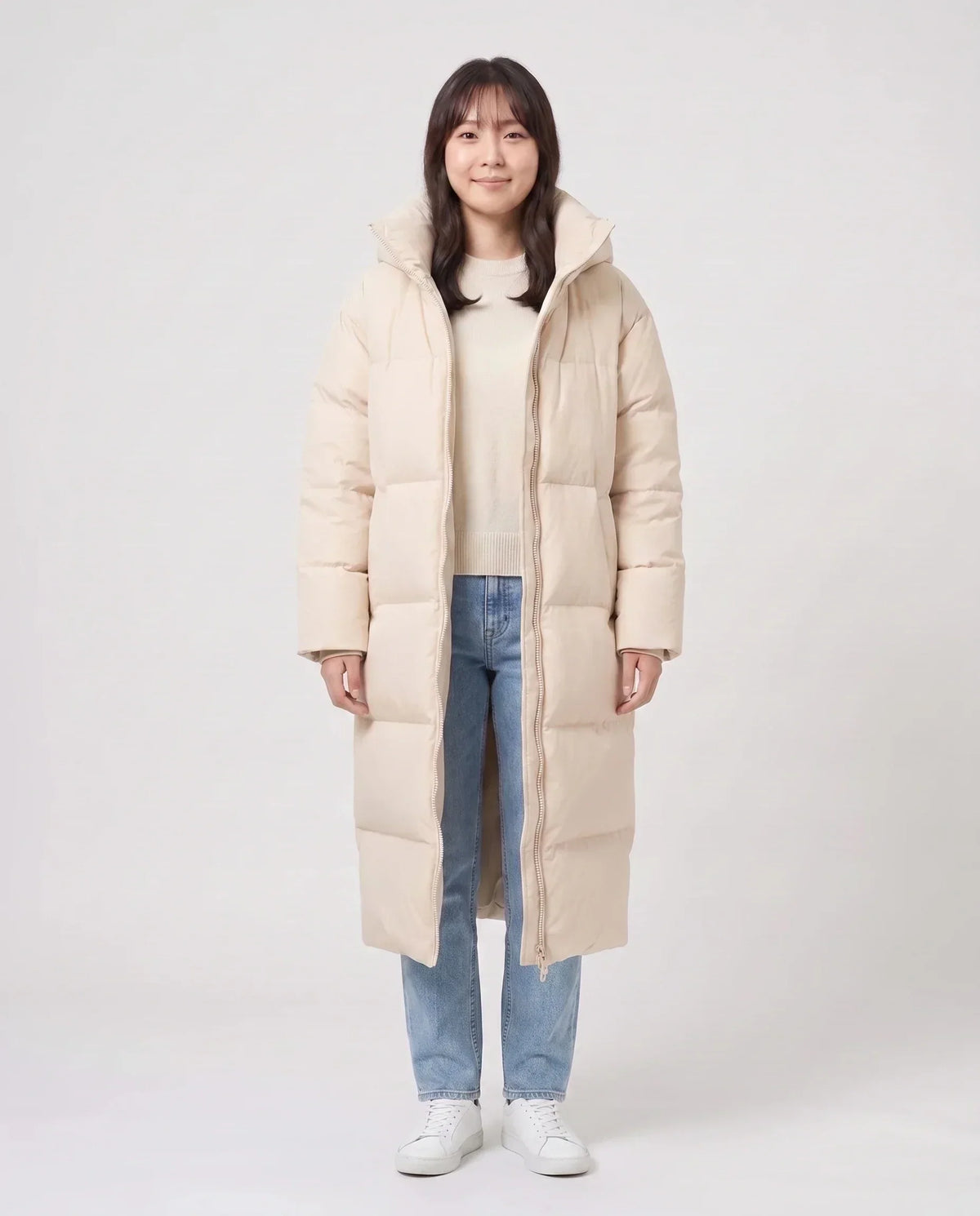 Extra-Long Puffer Jacket with Detachable Hood