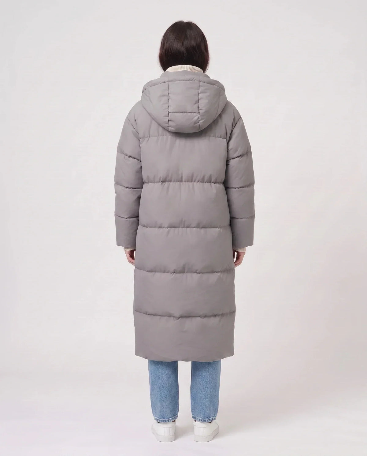 Extra-Long Puffer Jacket with Detachable Hood