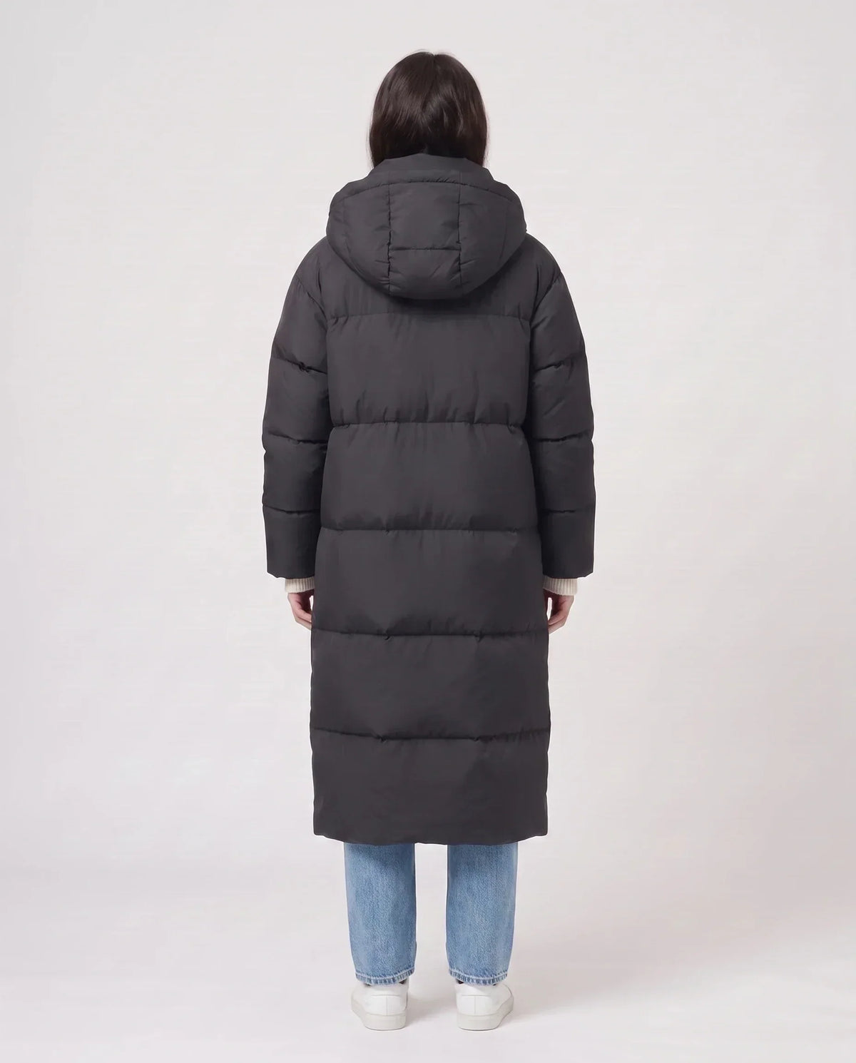 Extra-Long Puffer Jacket with Detachable Hood