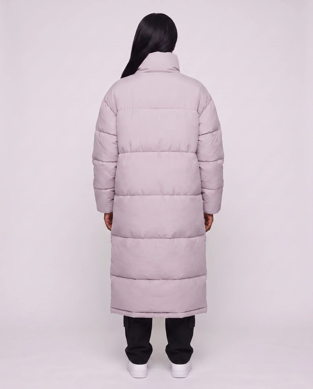 Extra-Long Boxy Puffer Jacket with Funnel Collar and Double Zip
