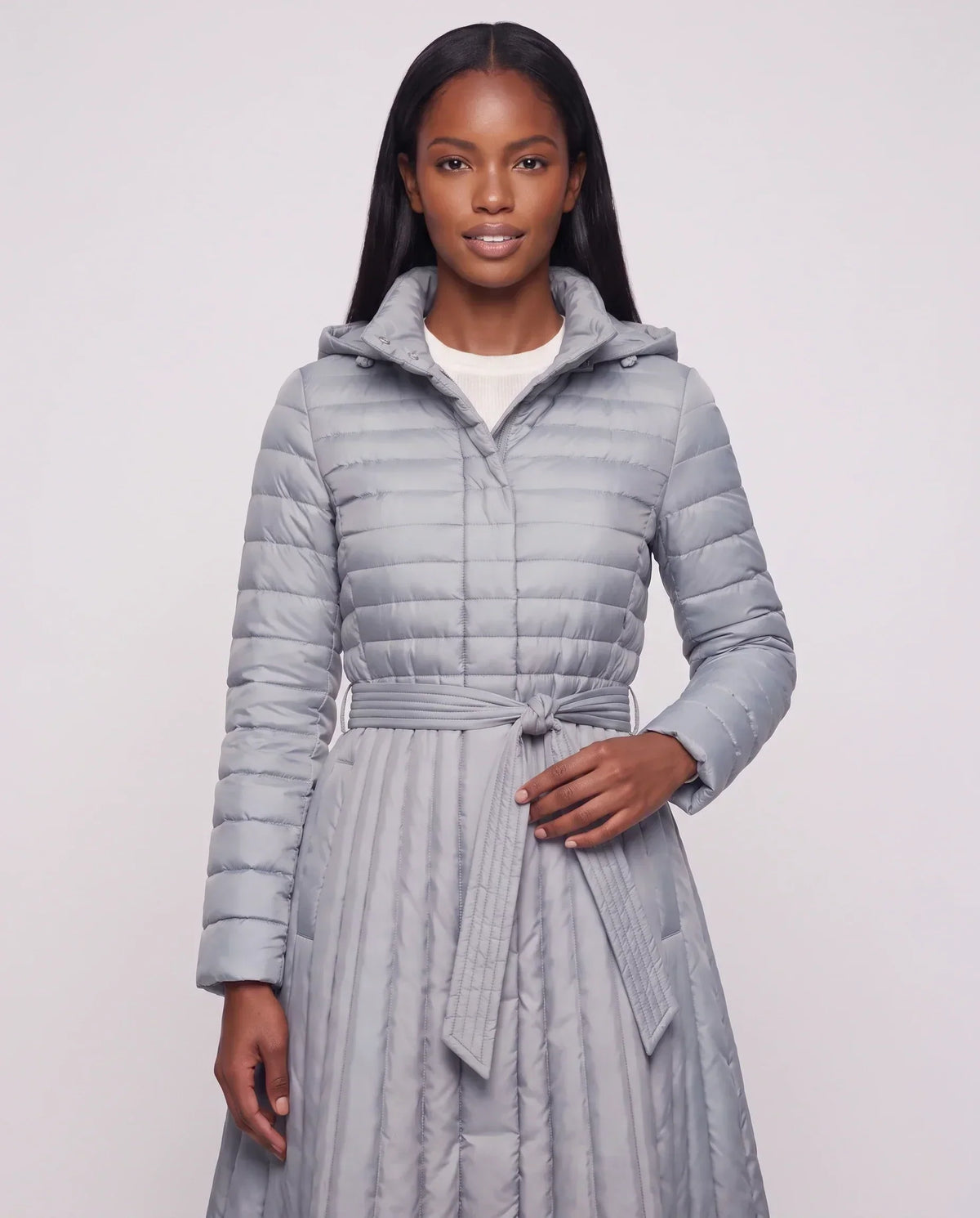 Extra-Long Flared Hooded Puffer Coat
