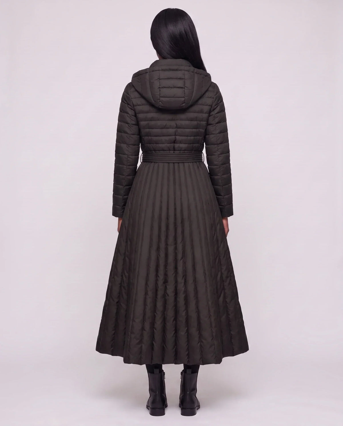 Extra-Long Flared Hooded Puffer Coat