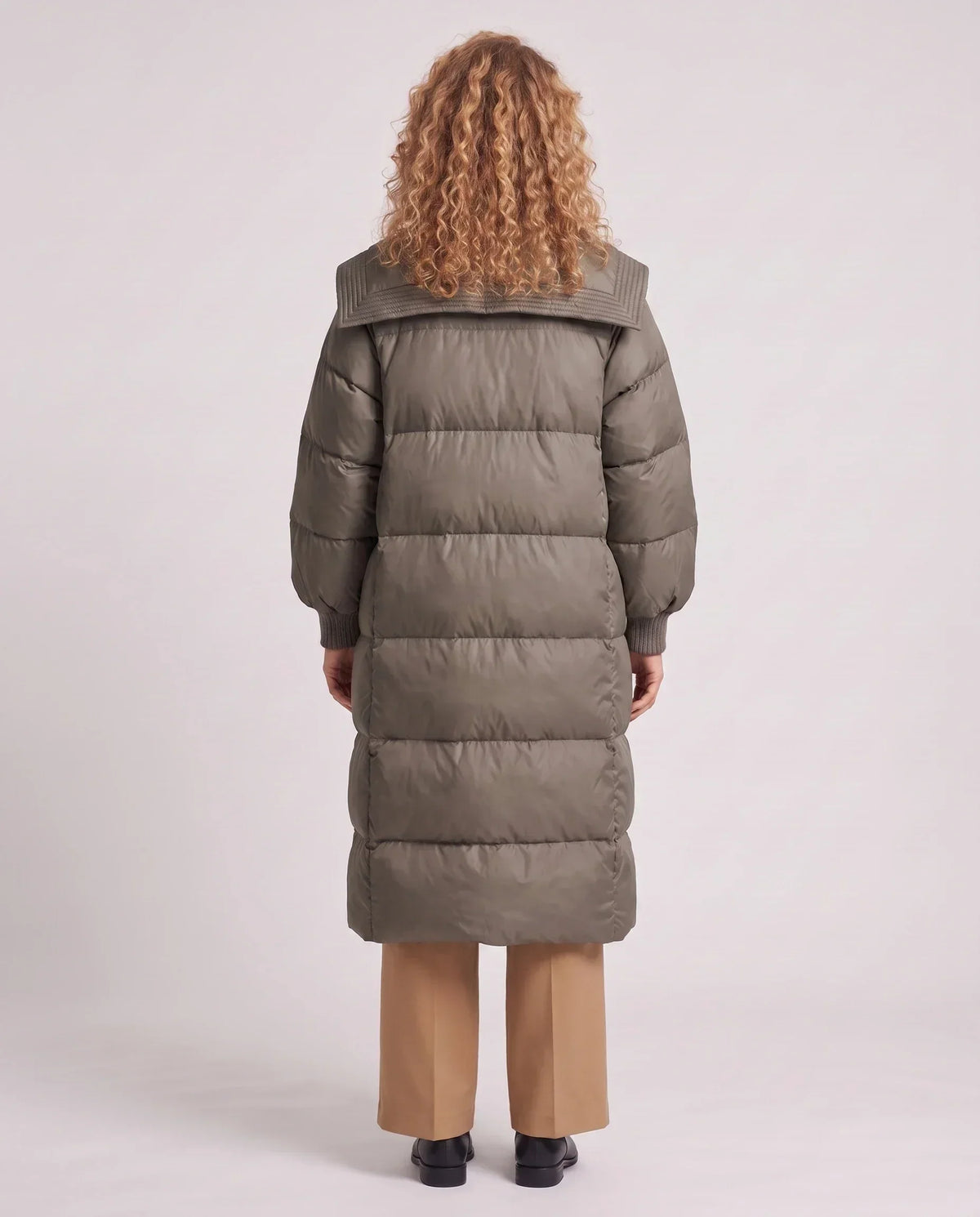 Extra-Long Puffer Jacket with Large Square Collar