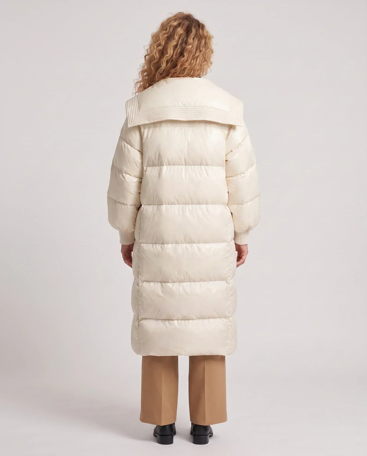 Extra-Long Puffer Jacket with Large Square Collar