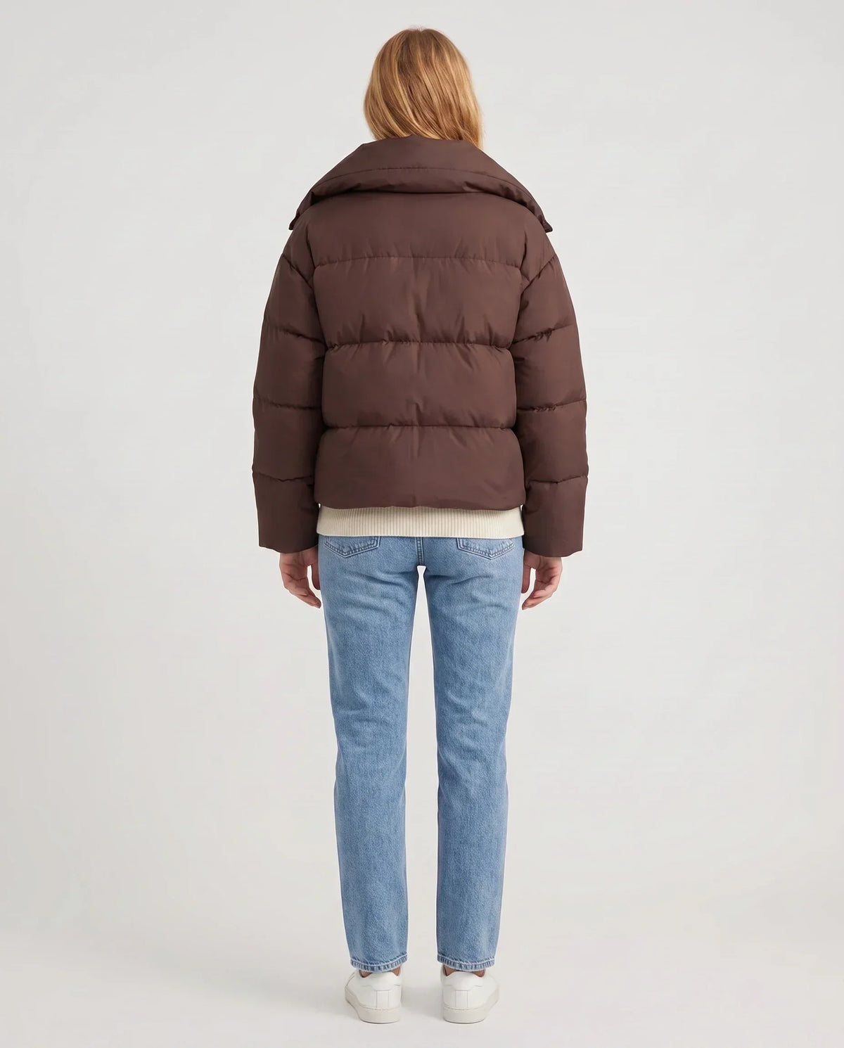 Short Oversized Puffer Jacket with Large Collar