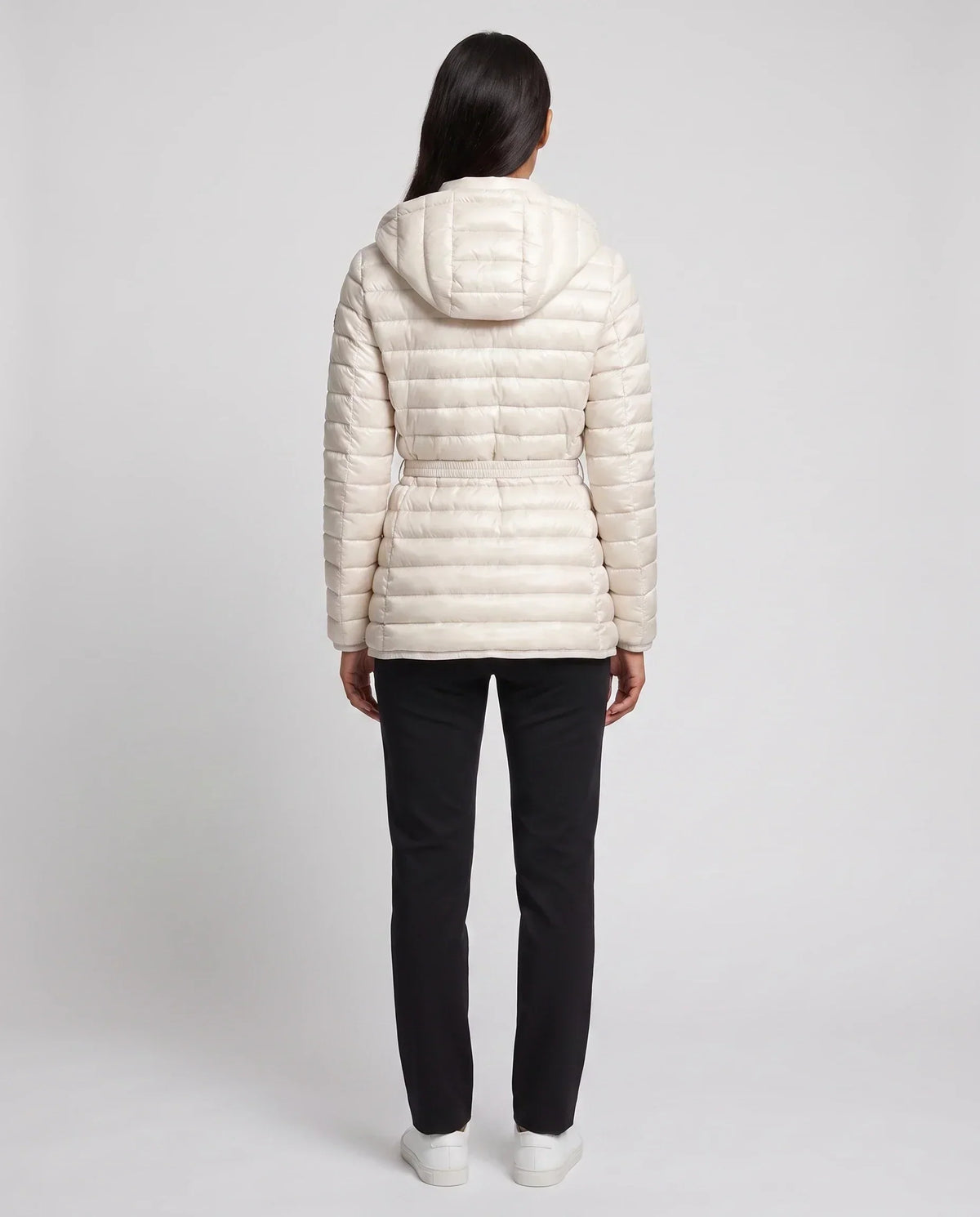 Lightweight Hooded Puffer Jacket with Buckle Belt