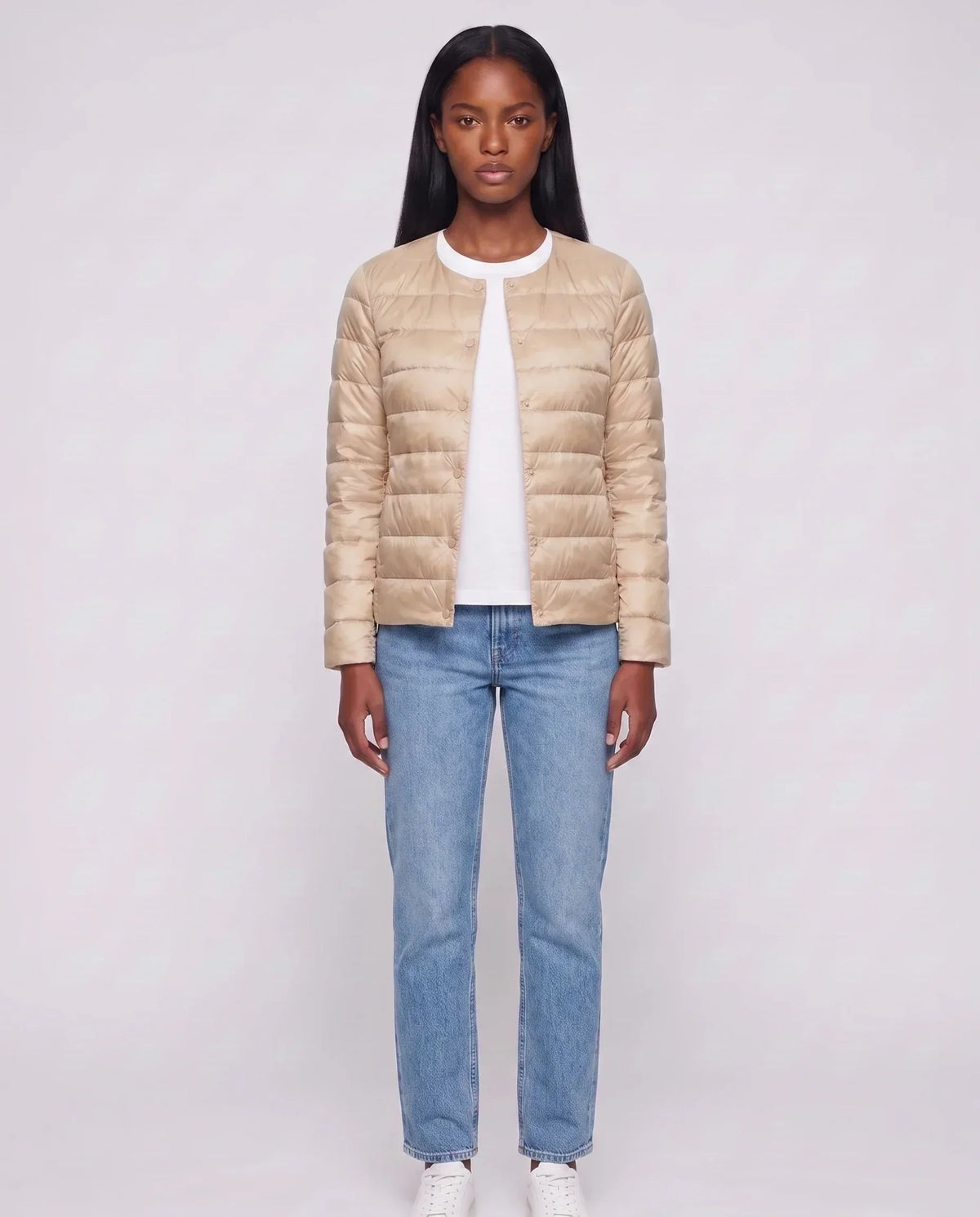 Lightweight Puffer Jacket with Convertible Collar
