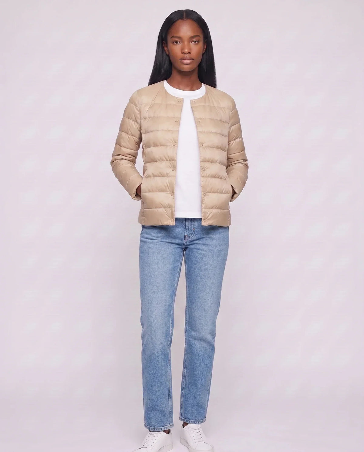 Lightweight Puffer Jacket with Convertible Collar