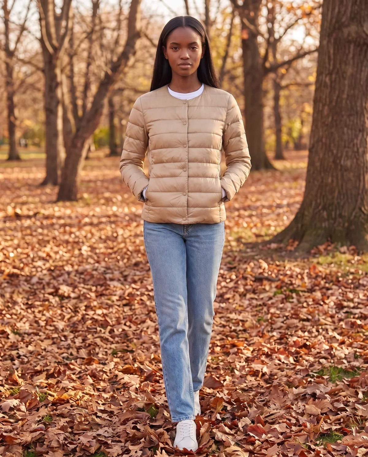 Lightweight Puffer Jacket with Convertible Collar