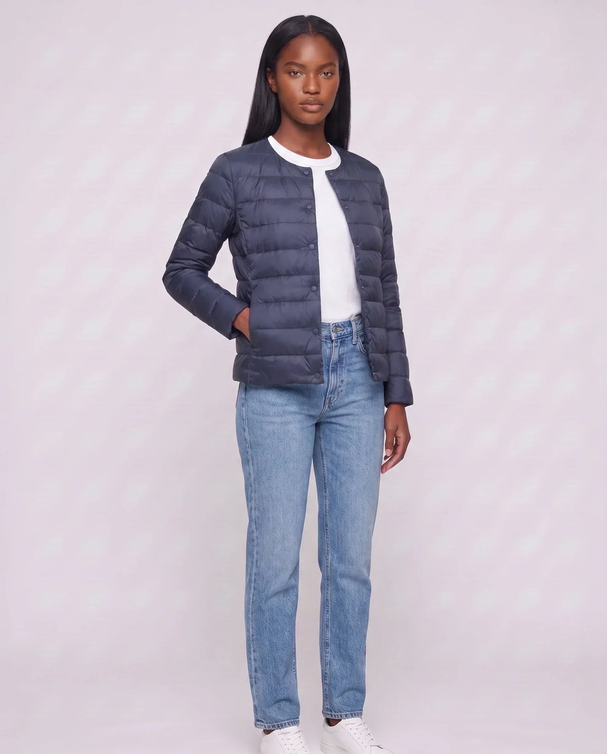 Lightweight Puffer Jacket with Convertible Collar