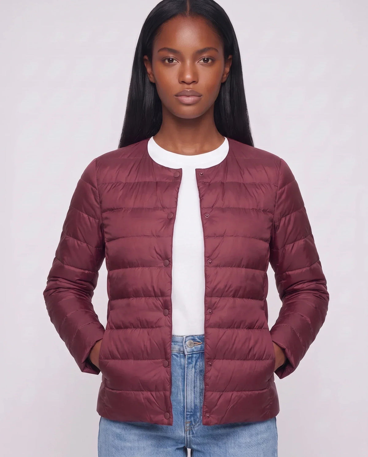 Lightweight Puffer Jacket with Convertible Collar