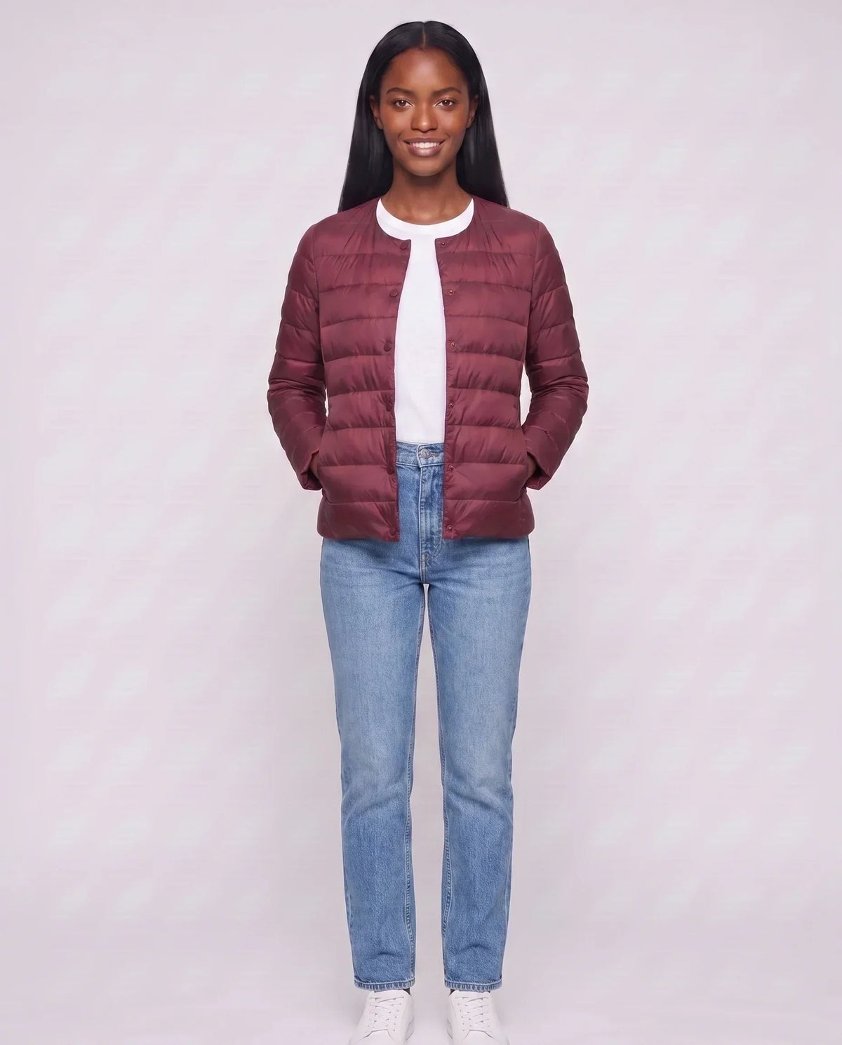 Lightweight Puffer Jacket with Convertible Collar